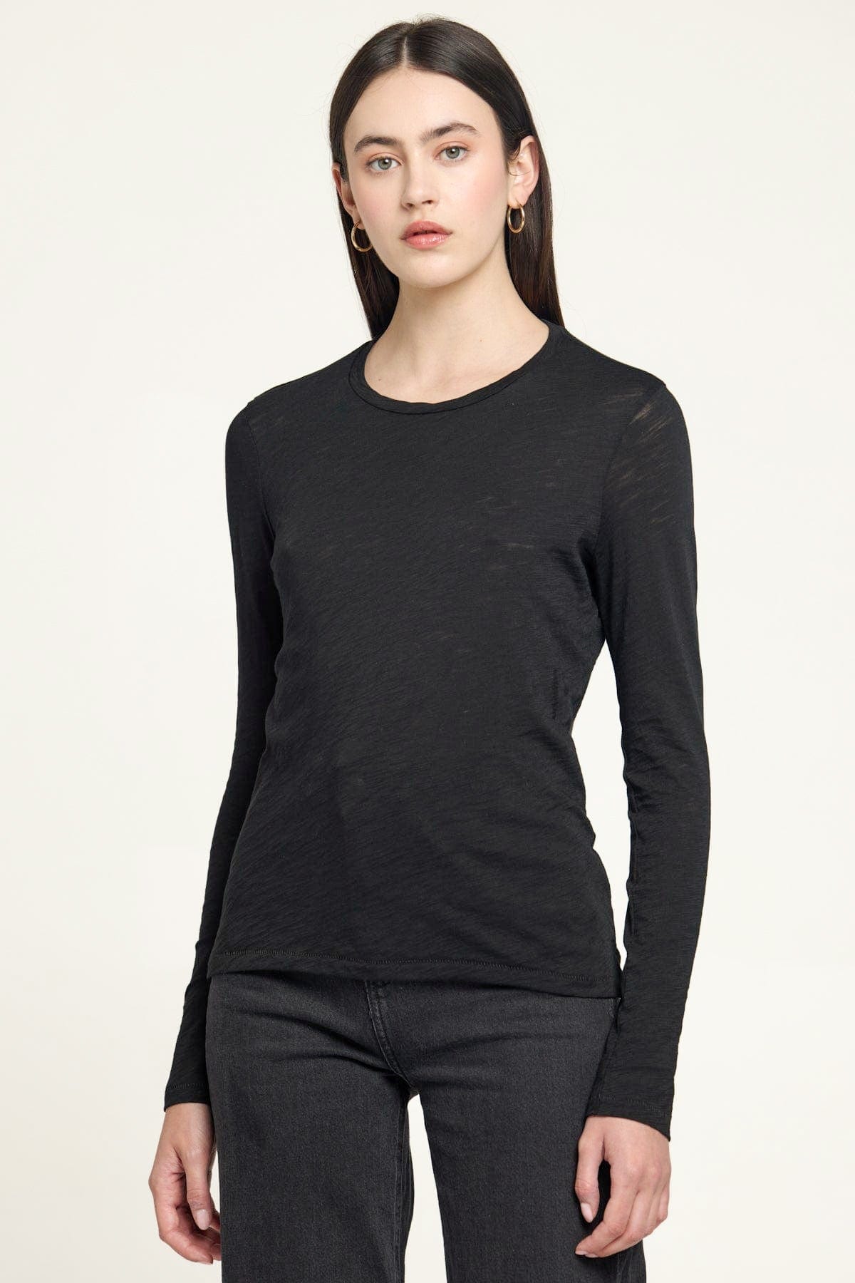 Signature Slub Long Sleeve Boy Tee - Goldie LeWinter #color_black