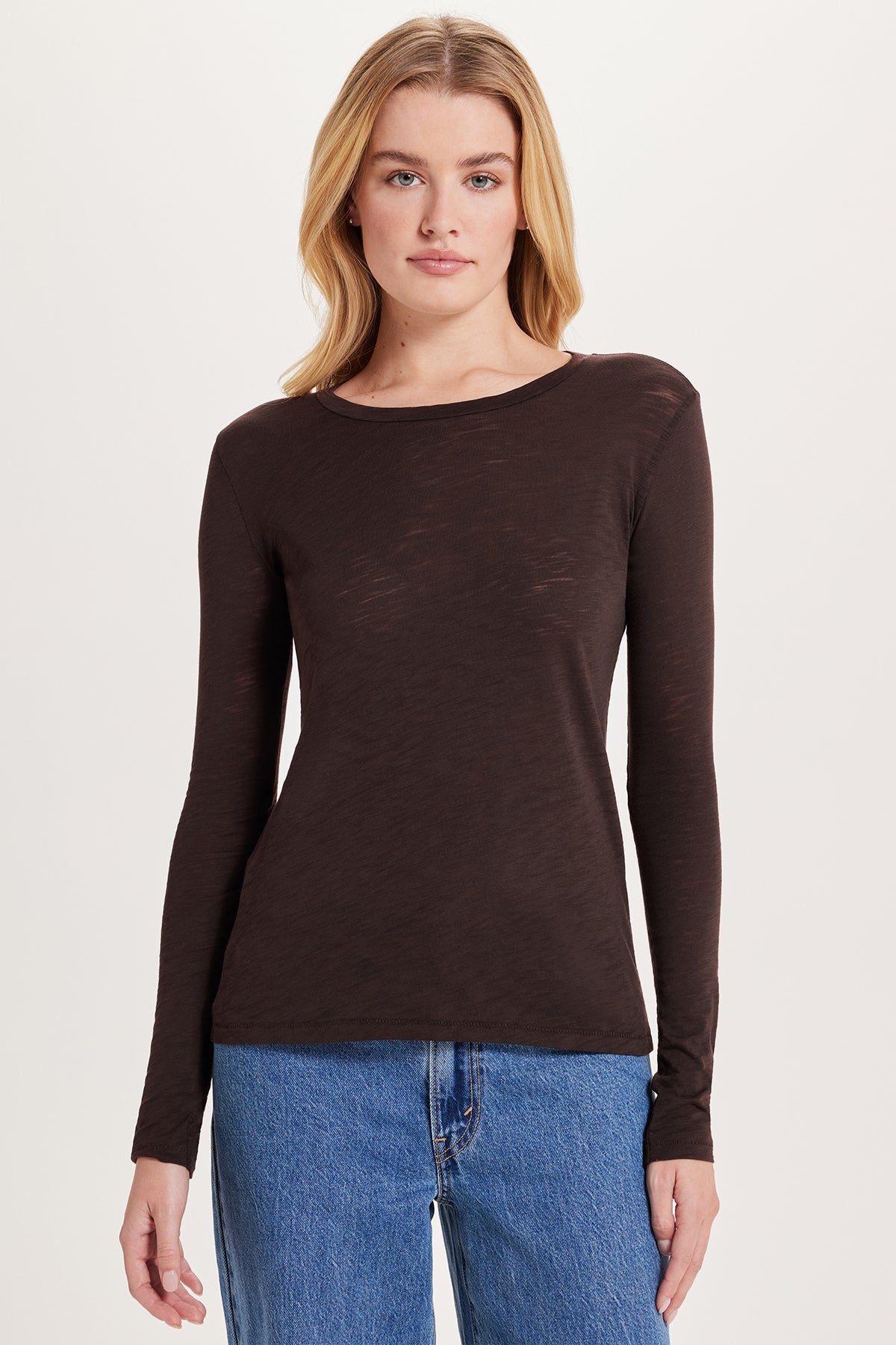 Signature Slub Long Sleeve Tee - Goldie LeWinter #color_coffee - limited edition