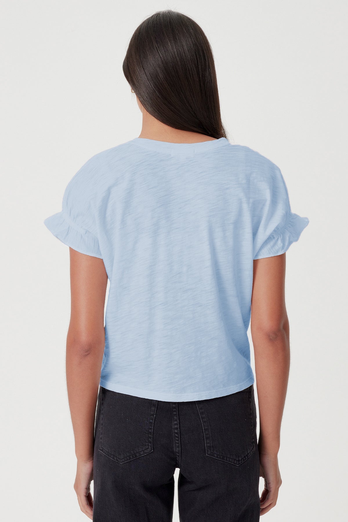 Signature Slub Puff & Ruffle Sleeve Tee - Goldie LeWinter #color_bluebell - limited edition