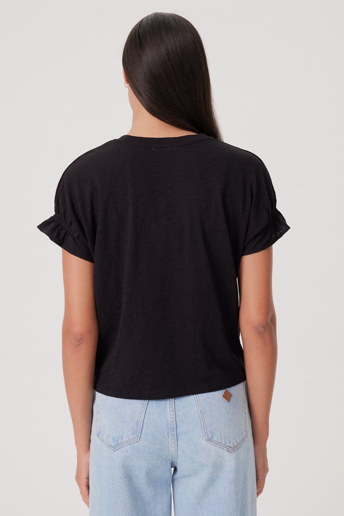 Signature Slub Puff & Ruffle Sleeve Tee - Goldie LeWinter #color_black