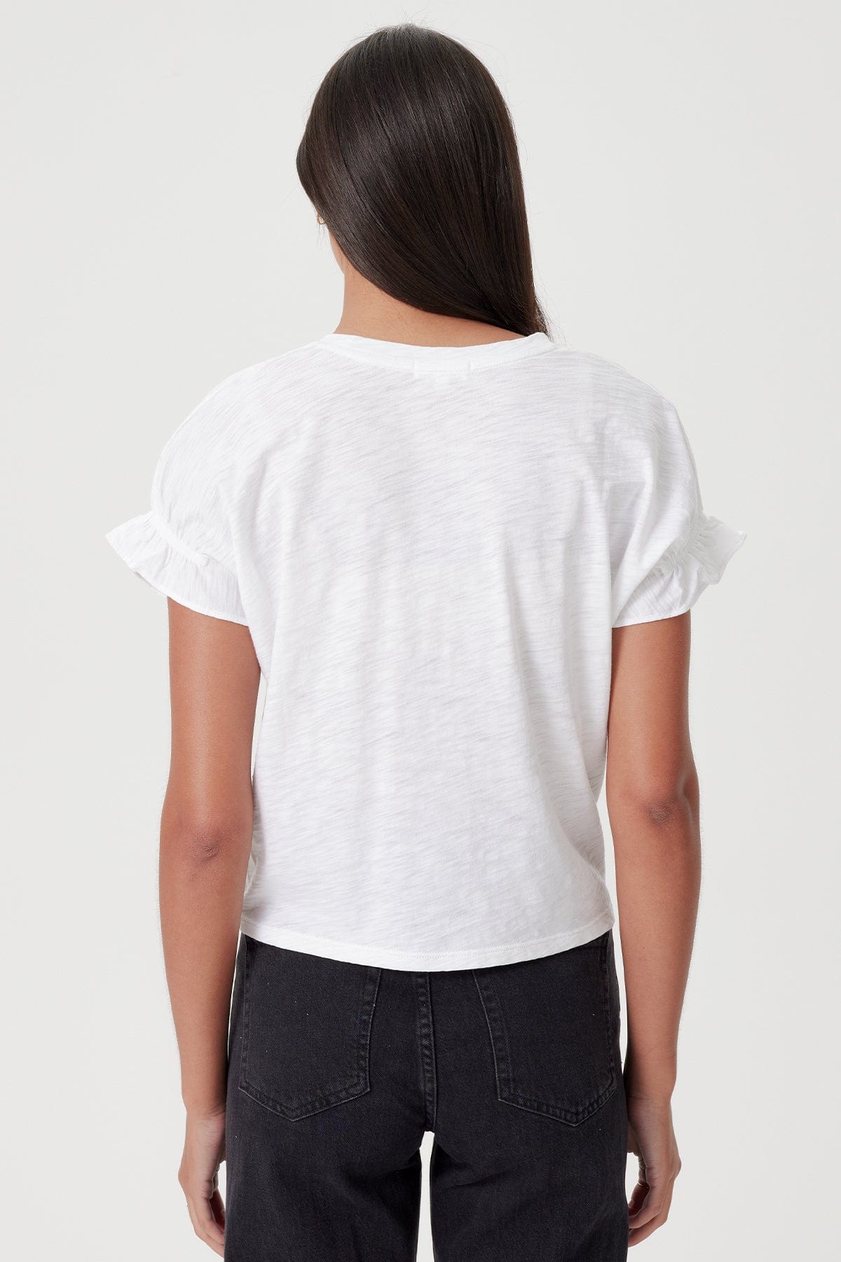 Signature Slub Puff & Ruffle Sleeve Tee - Goldie LeWinter #color_white
