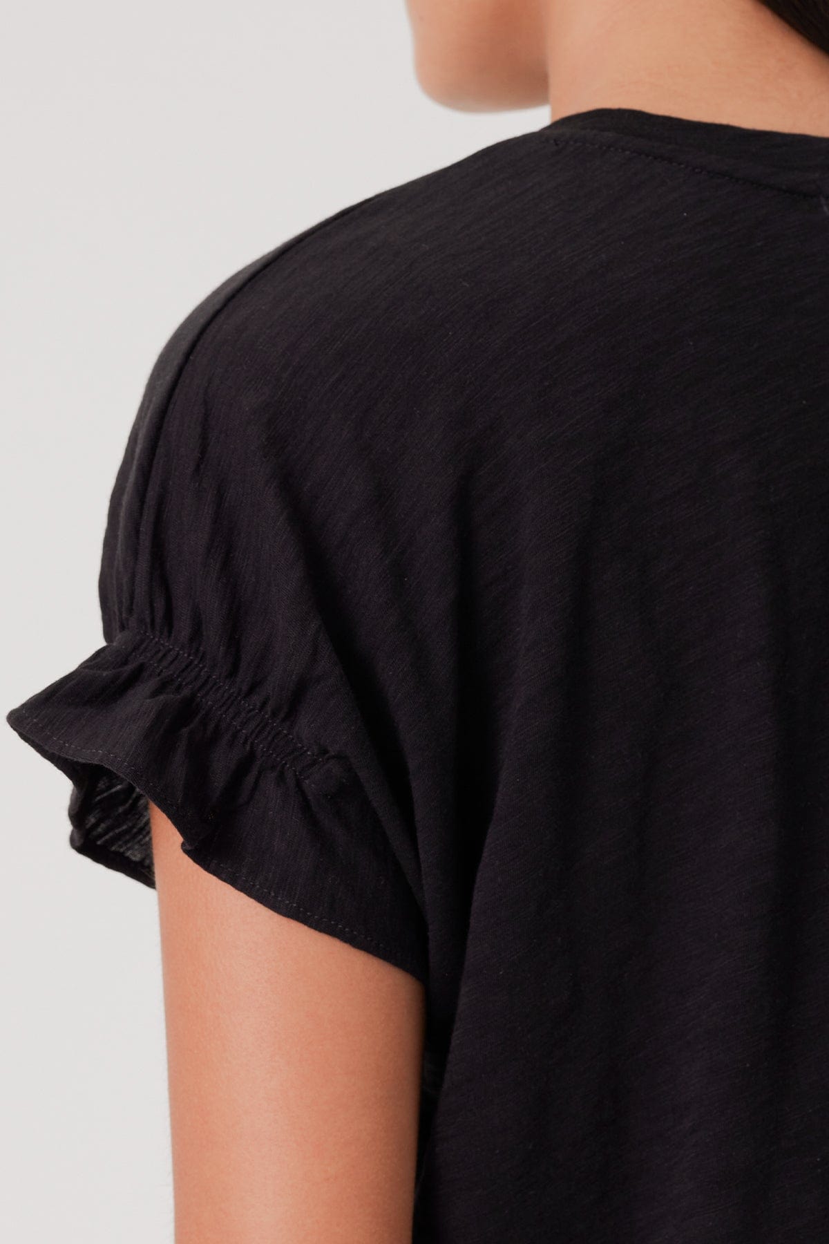 Signature Slub Puff & Ruffle Sleeve Tee - Goldie LeWinter #color_black