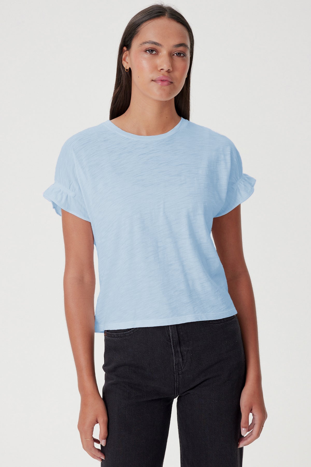 Signature Slub Puff & Ruffle Sleeve Tee - Goldie LeWinter #color_bluebell - limited edition