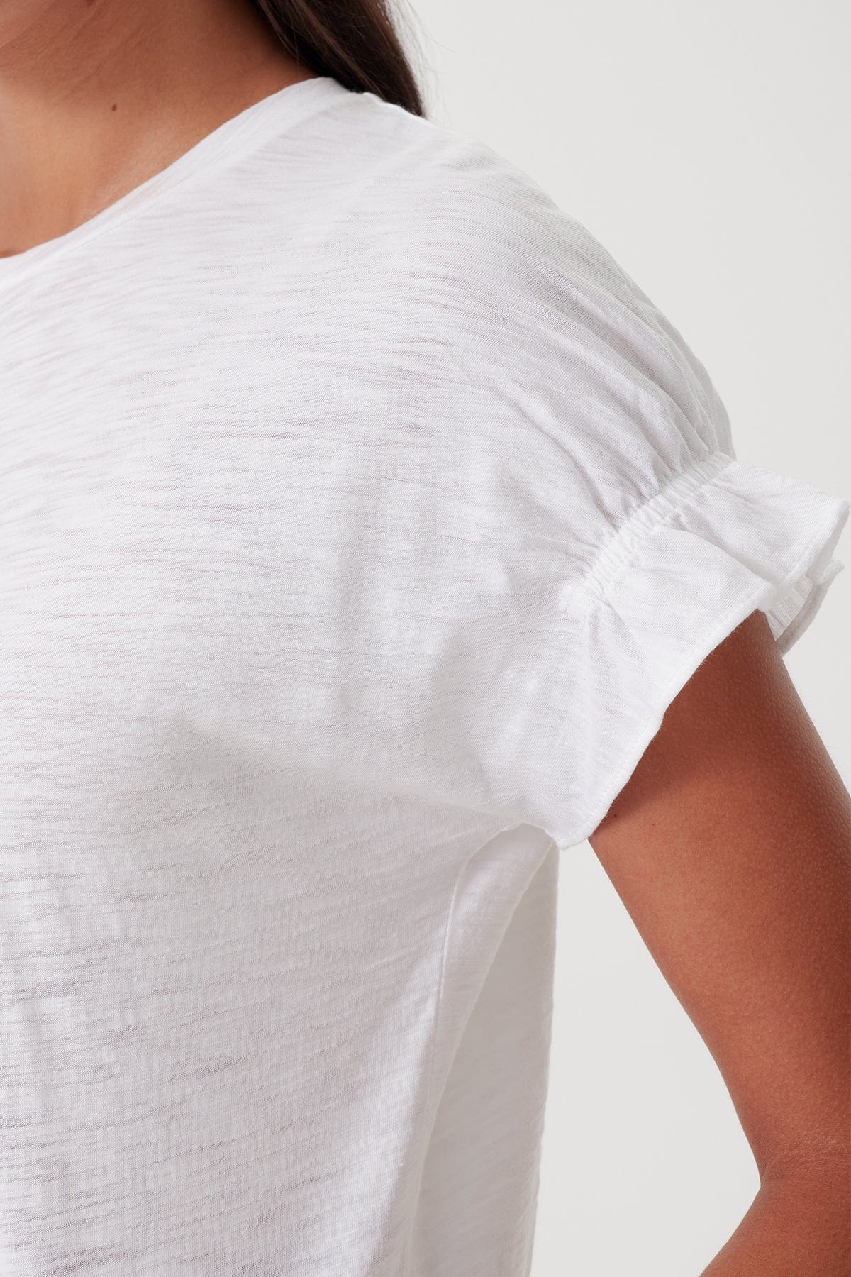 Signature Slub Puff & Ruffle Sleeve Tee - Goldie LeWinter #color_white