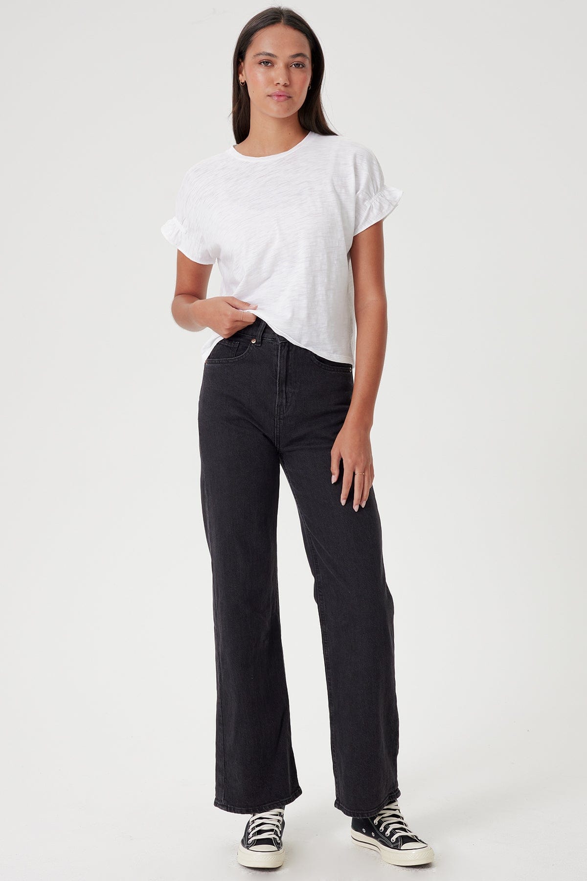 Signature Slub Puff & Ruffle Sleeve Tee - Goldie LeWinter #color_white