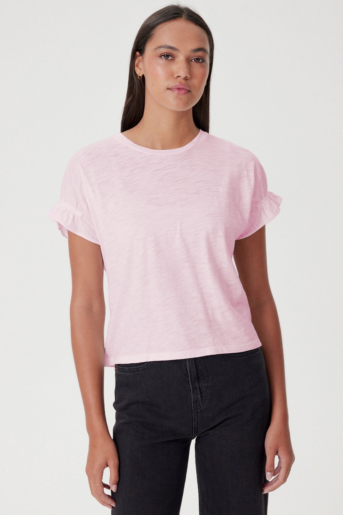 Signature Slub Puff & Ruffle Sleeve Tee - Goldie LeWinter #color_cherry blossom - limited edition