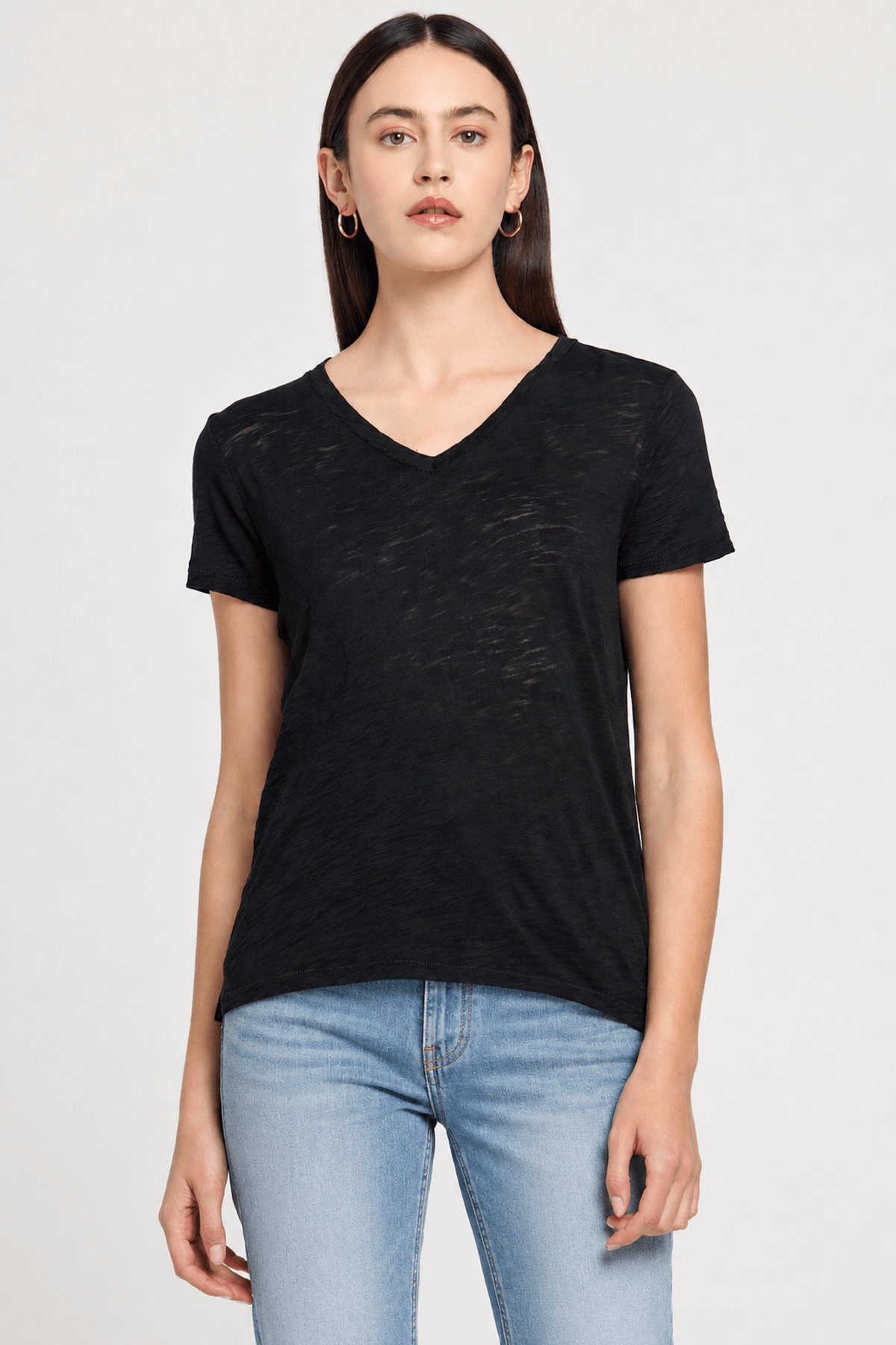Signature Slub V Neck Boy Tee - Goldie LeWinter #color_black