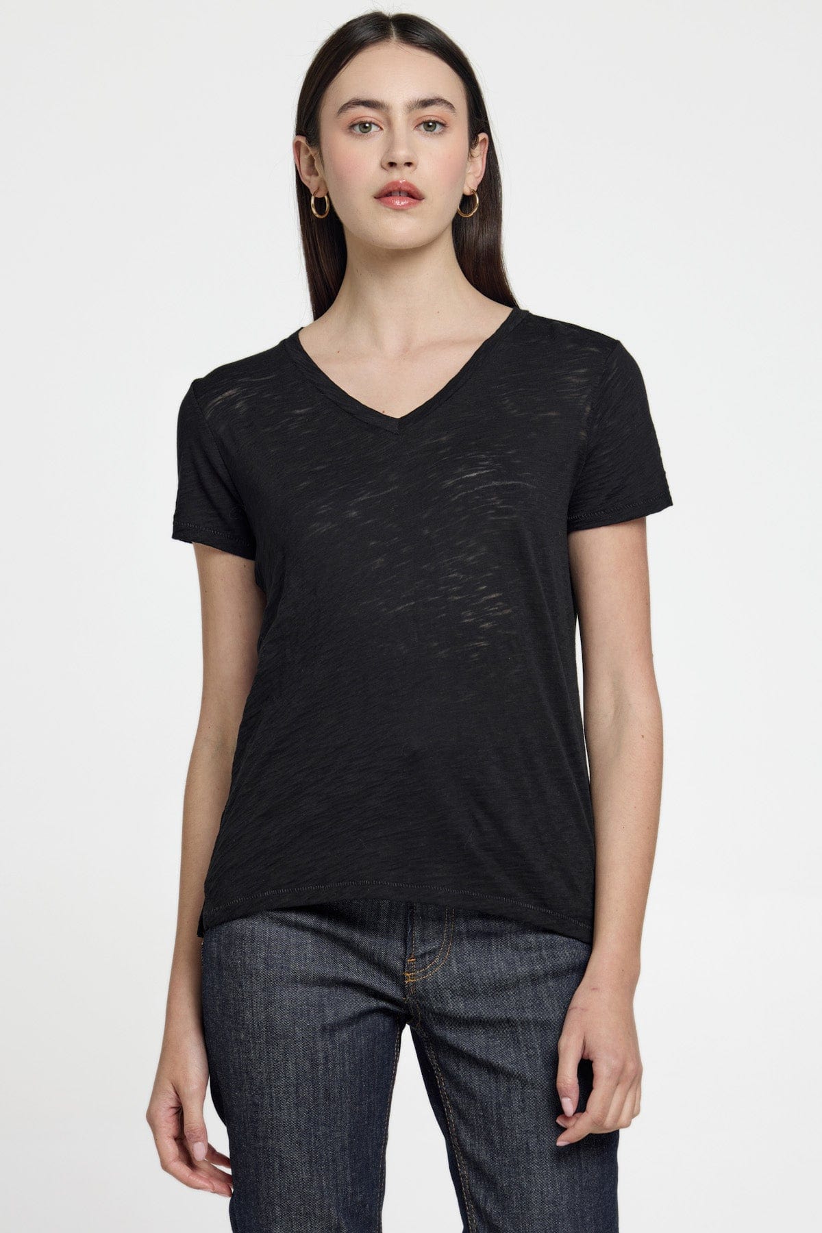 Signature Slub V Neck Boy Tee - Goldie LeWinter #color_black