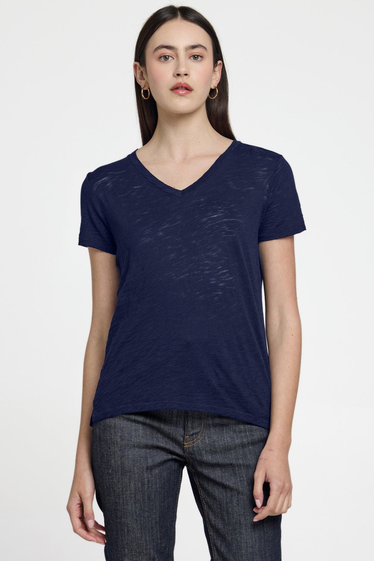 Signature Slub V Neck Boy Tee - Goldie LeWinter #color_navy