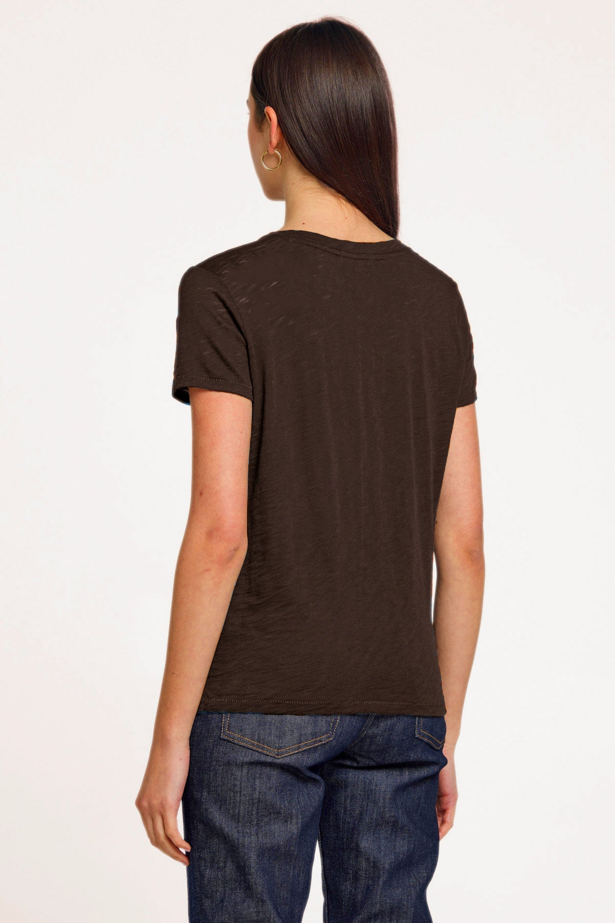 Signature Slub V Neck Boy Tee - Goldie LeWinter #color_coffee