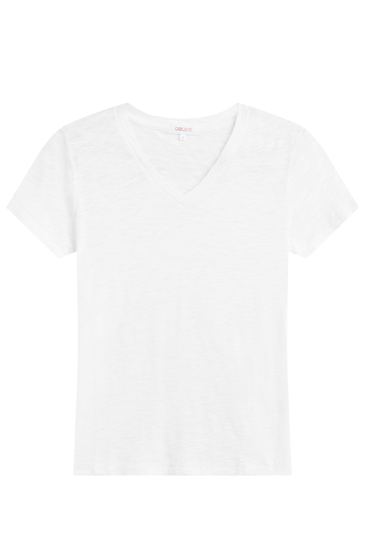 Signature Slub V Neck Boy Tee - Goldie LeWinter #color_white