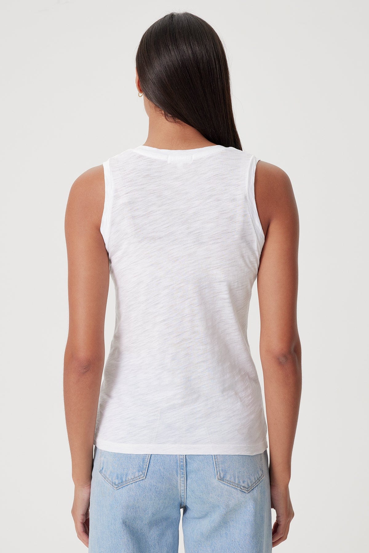 Signature Slub V Neck Tank - Goldie LeWinter #color_white