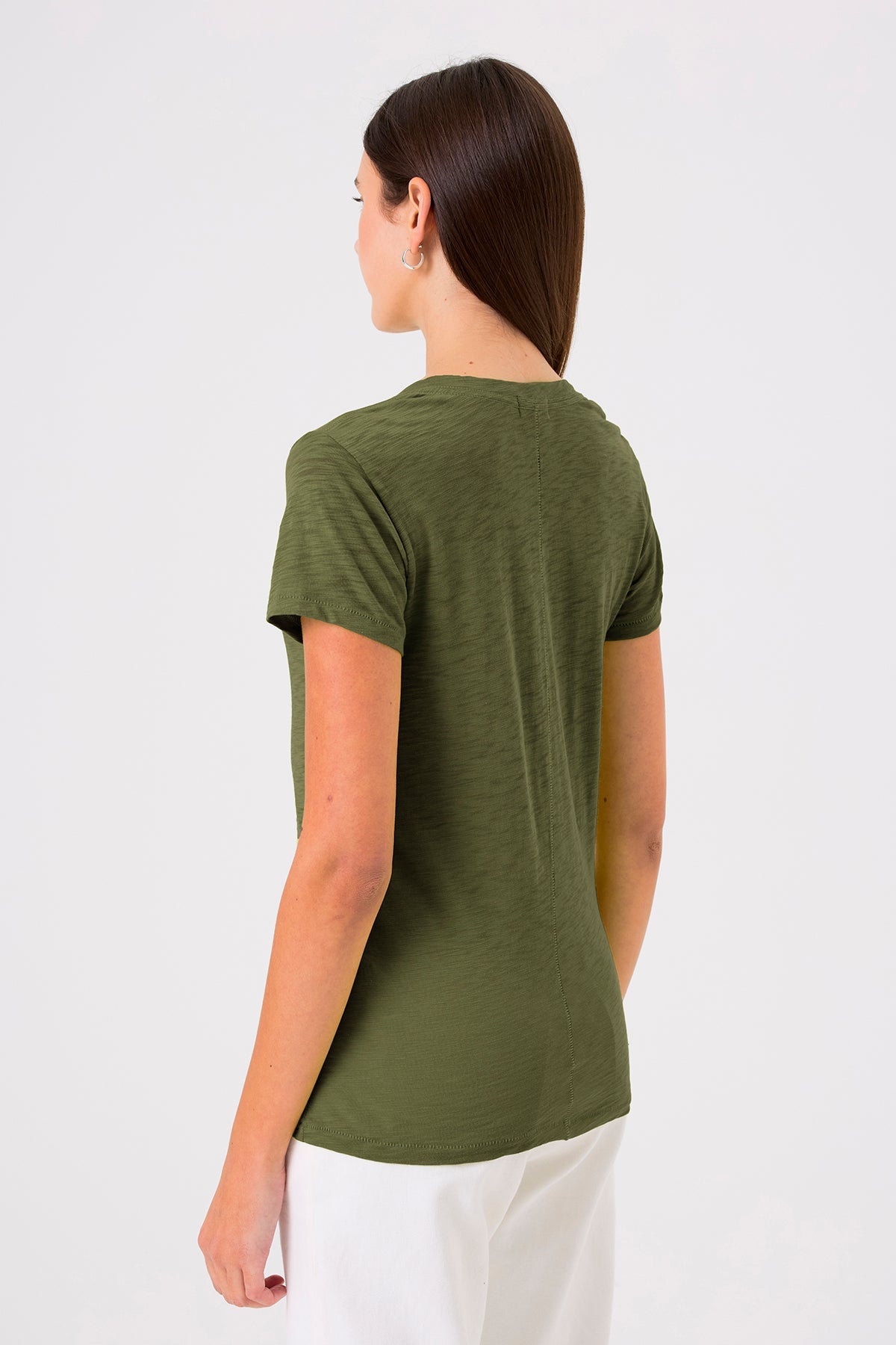 Signature Slub V Neck Tee - Goldie LeWinter #color_cypress - limited edition