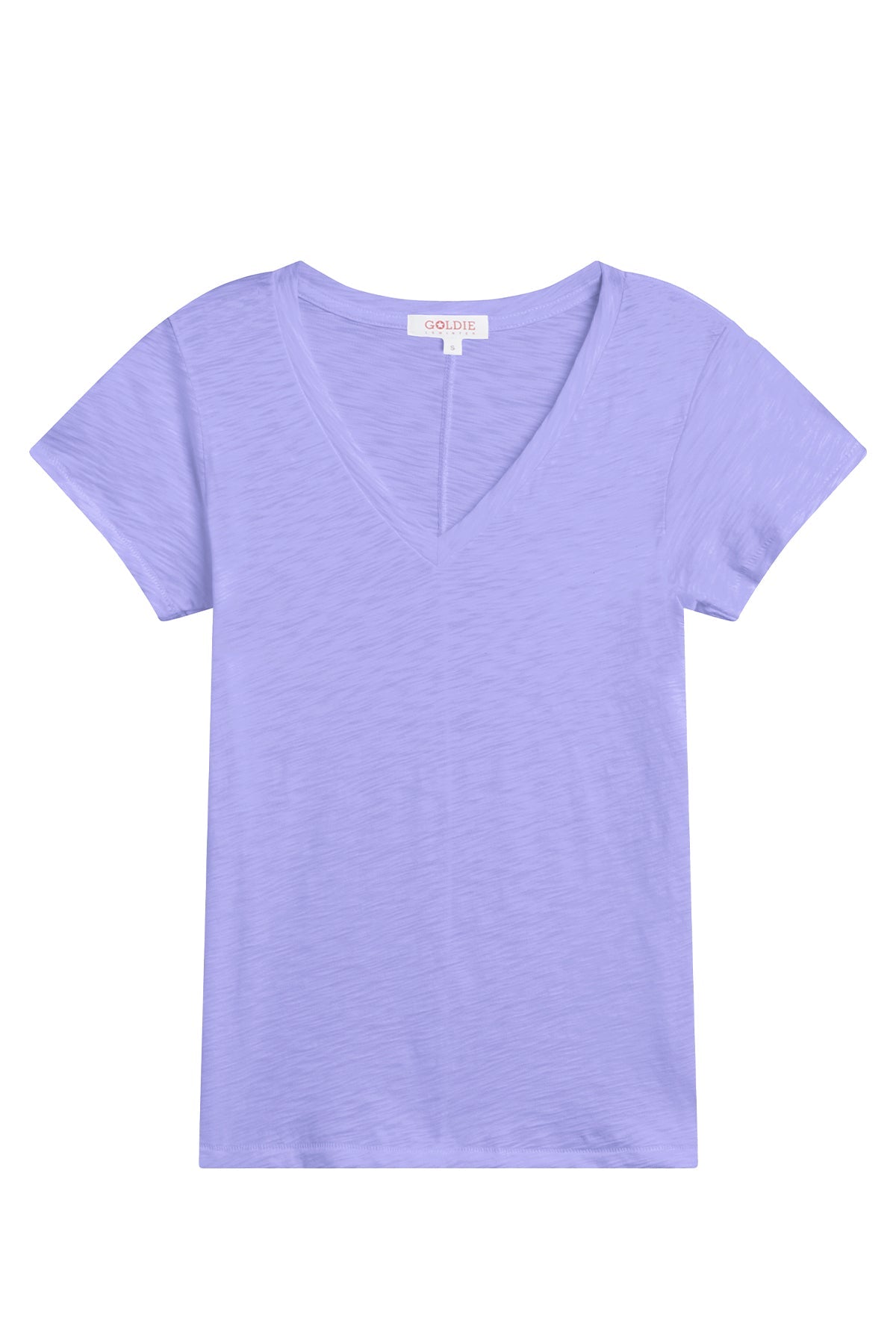 Signature Slub V Neck Tee - Goldie LeWinter #color_lavendar - limited edition