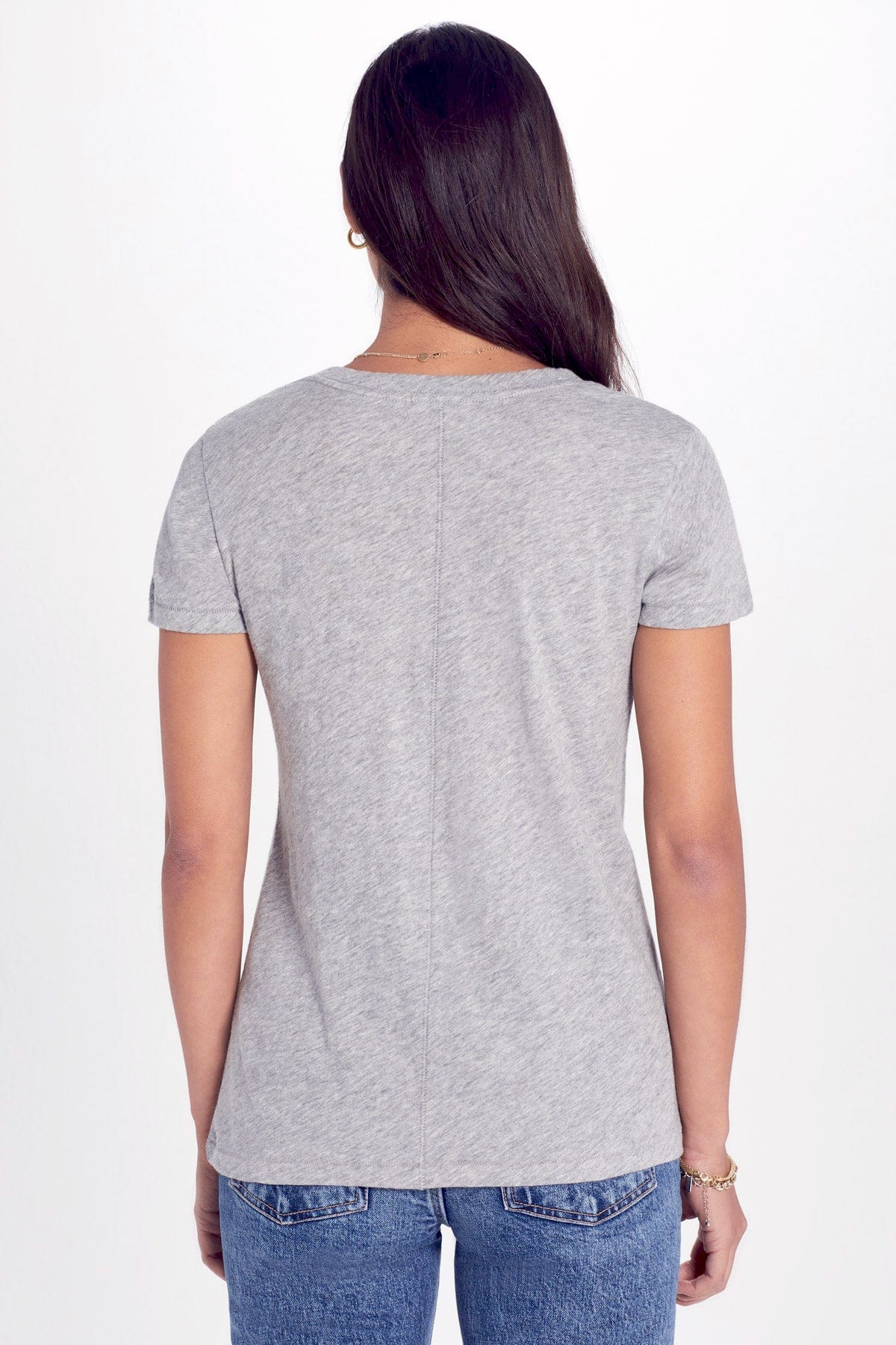 Signature Slub V Neck Tee - Goldie LeWinter #color_gray heather