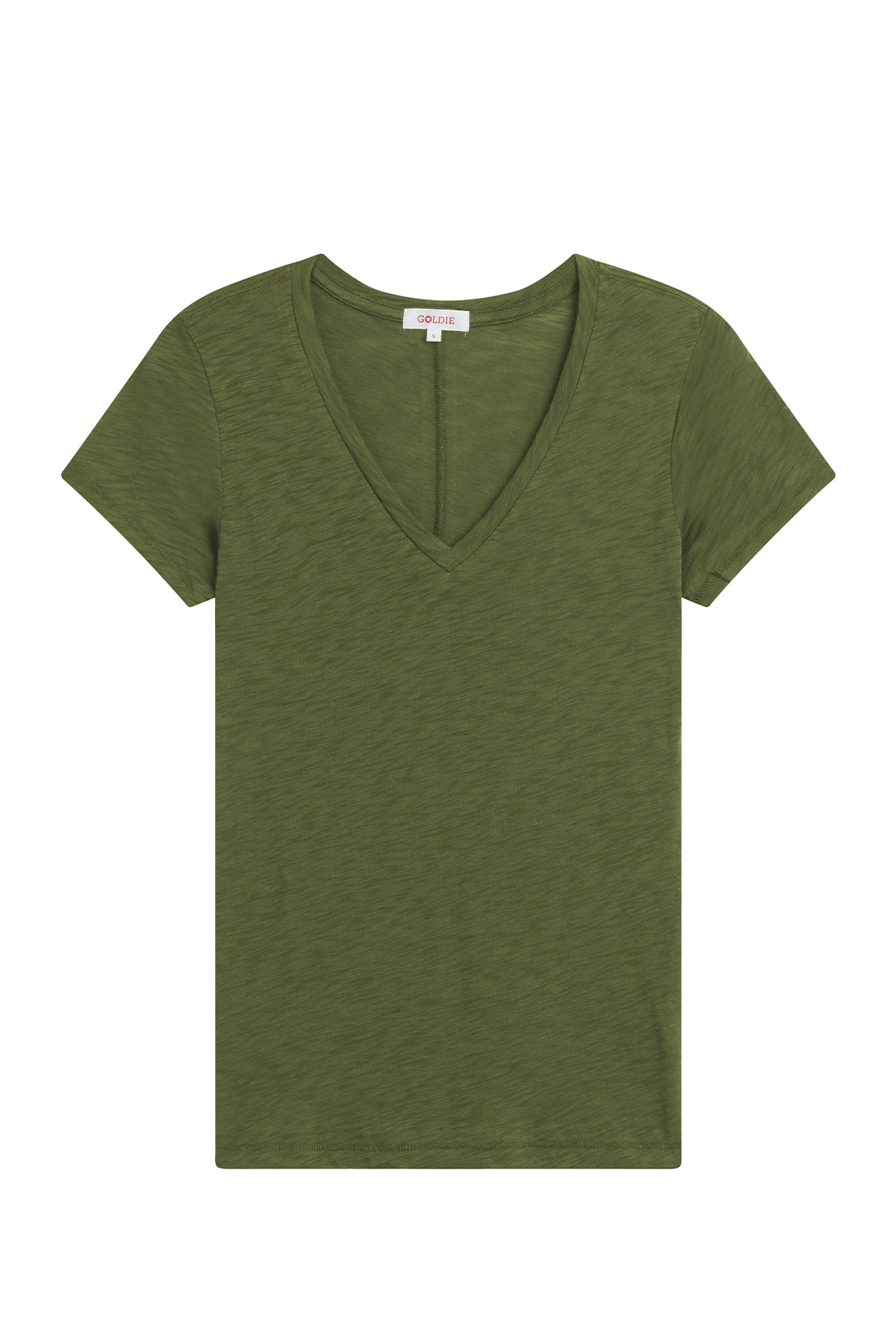 Signature Slub V Neck Tee - Goldie LeWinter #color_cypress - limited edition