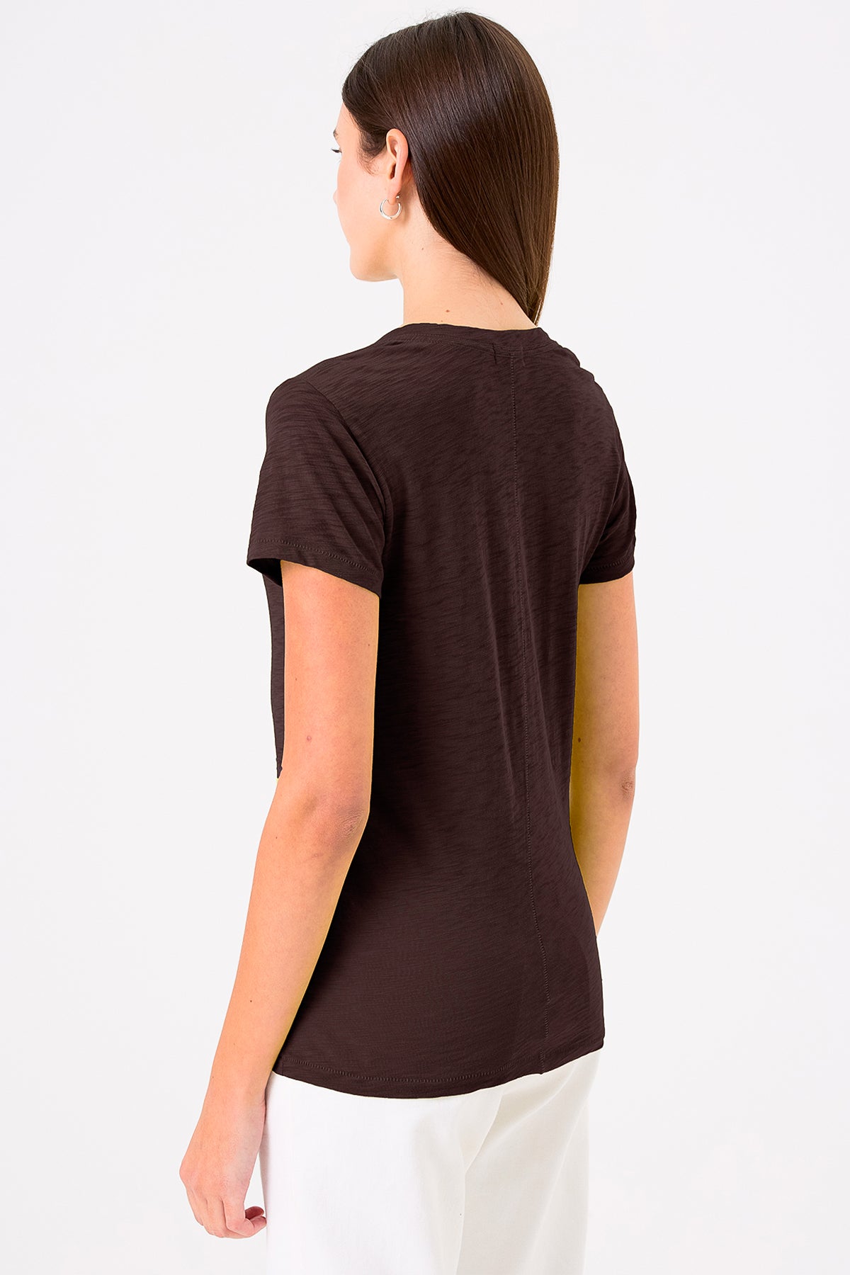 Signature Slub V Neck Tee - Goldie LeWinter #color_coffee - limited edition
