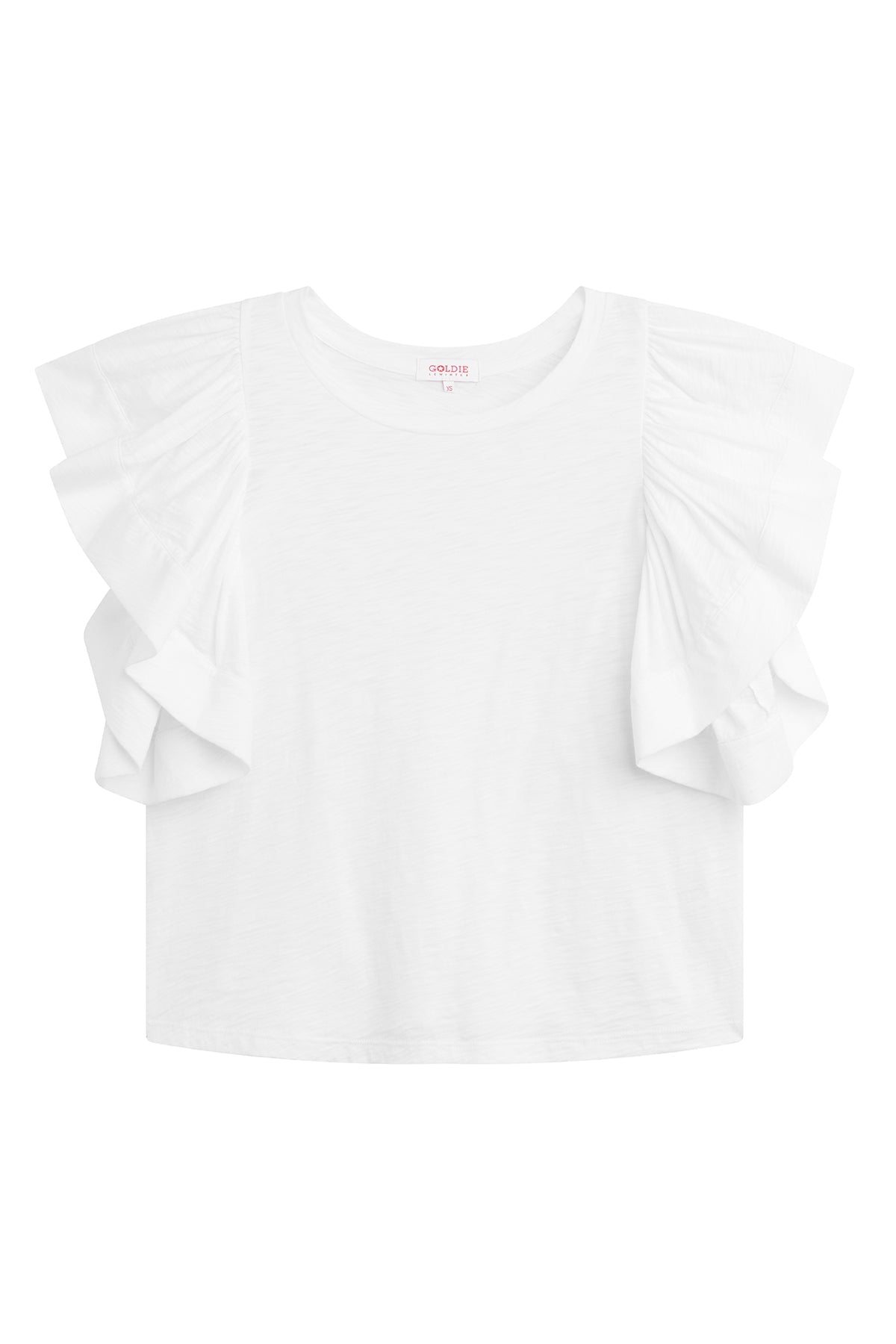 Signature Slub Waterfall Ruffle Shell - Goldie LeWinter #color_white