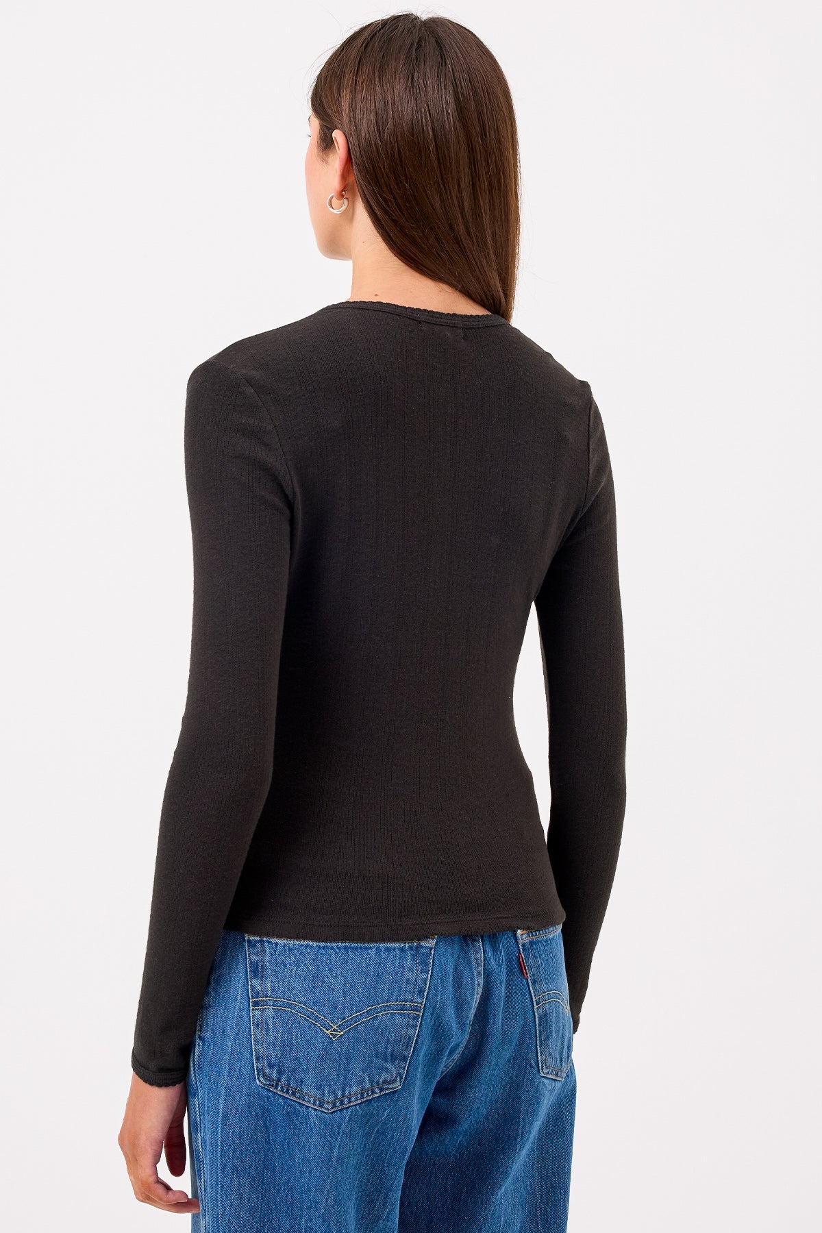 Sloane Pointelle Henley - Goldie LeWinter #color_black