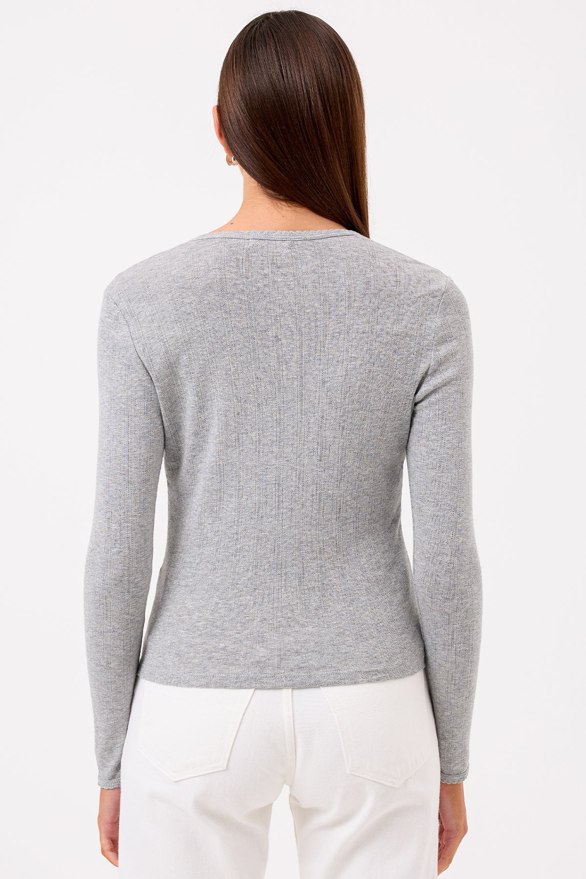 Sloane Pointelle Henley - Goldie LeWinter #color_gray heather