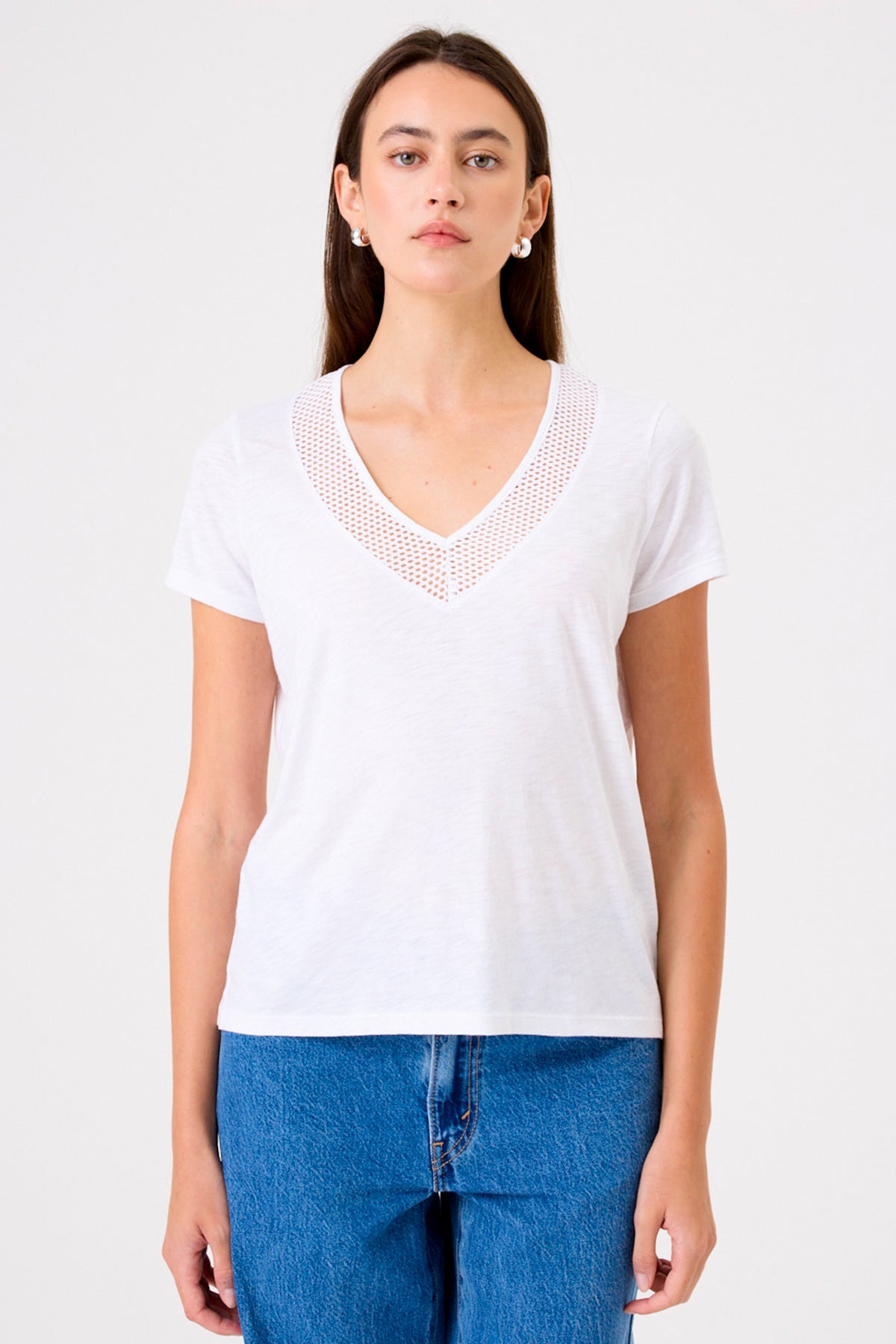 Soleil V Neck Boy Tee - Goldie LeWinter #color_white