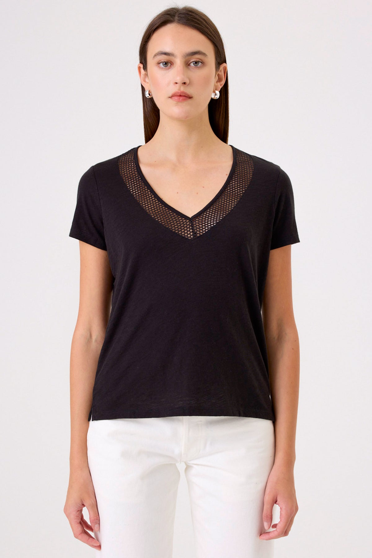Soleil V Neck Boy Tee - Goldie LeWinter #color_black