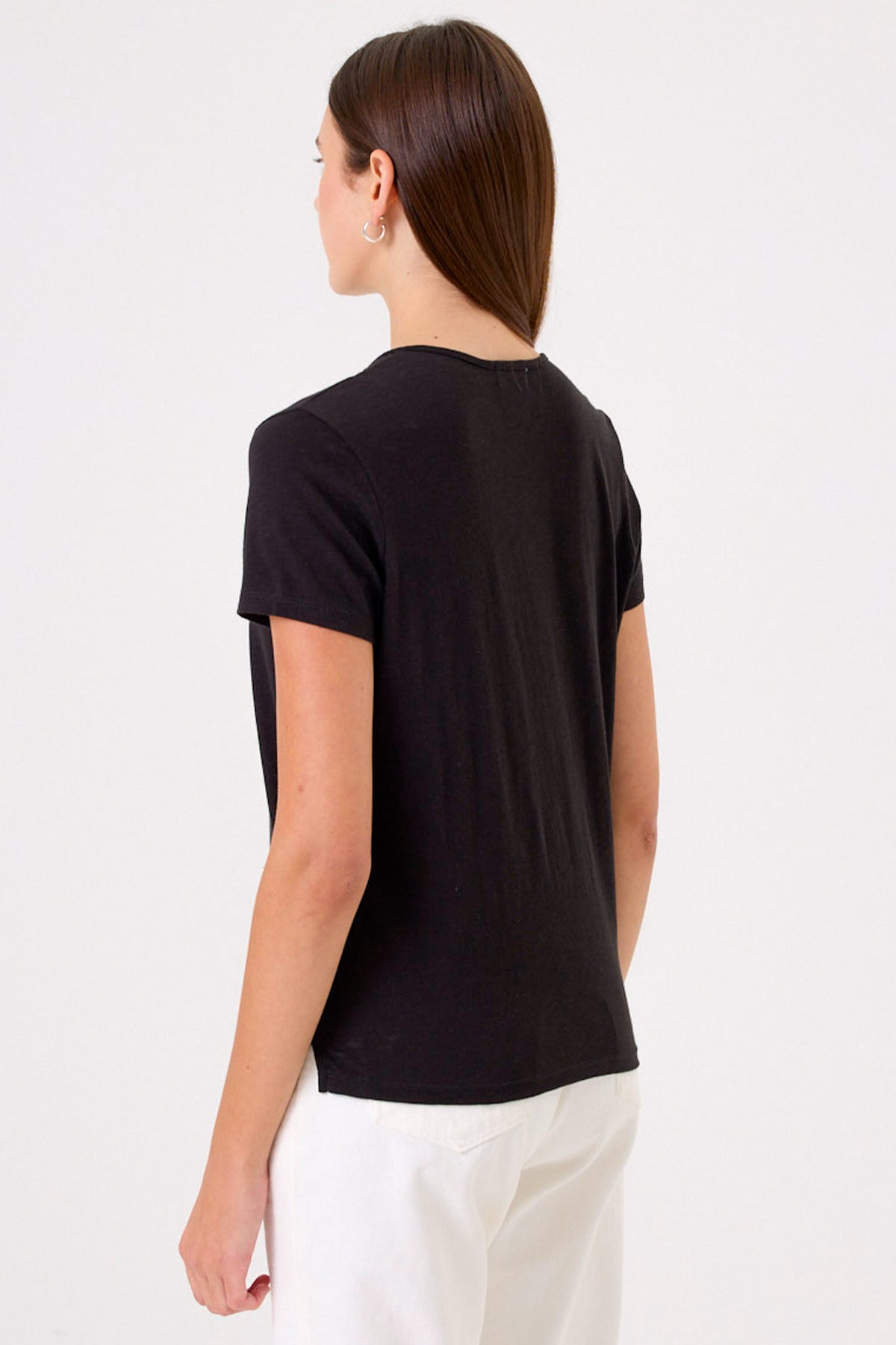 Soleil V Neck Boy Tee - Goldie LeWinter #color_black