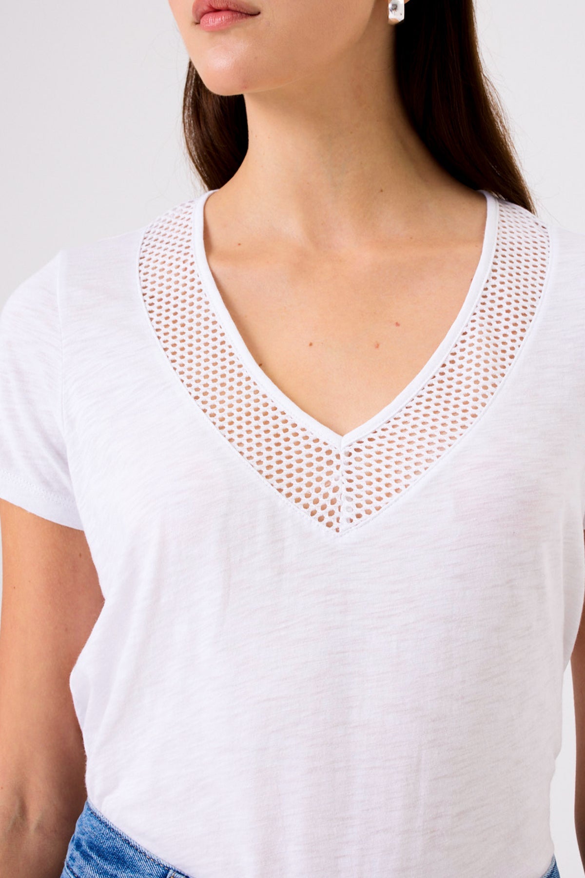 Soleil V Neck Boy Tee - Goldie LeWinter #color_white