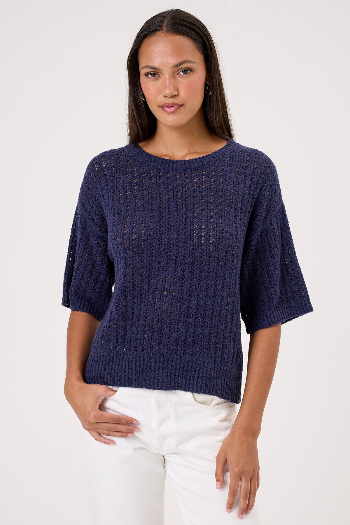 Sophie Bouclé Pullover - Goldie LeWinter #color_navy