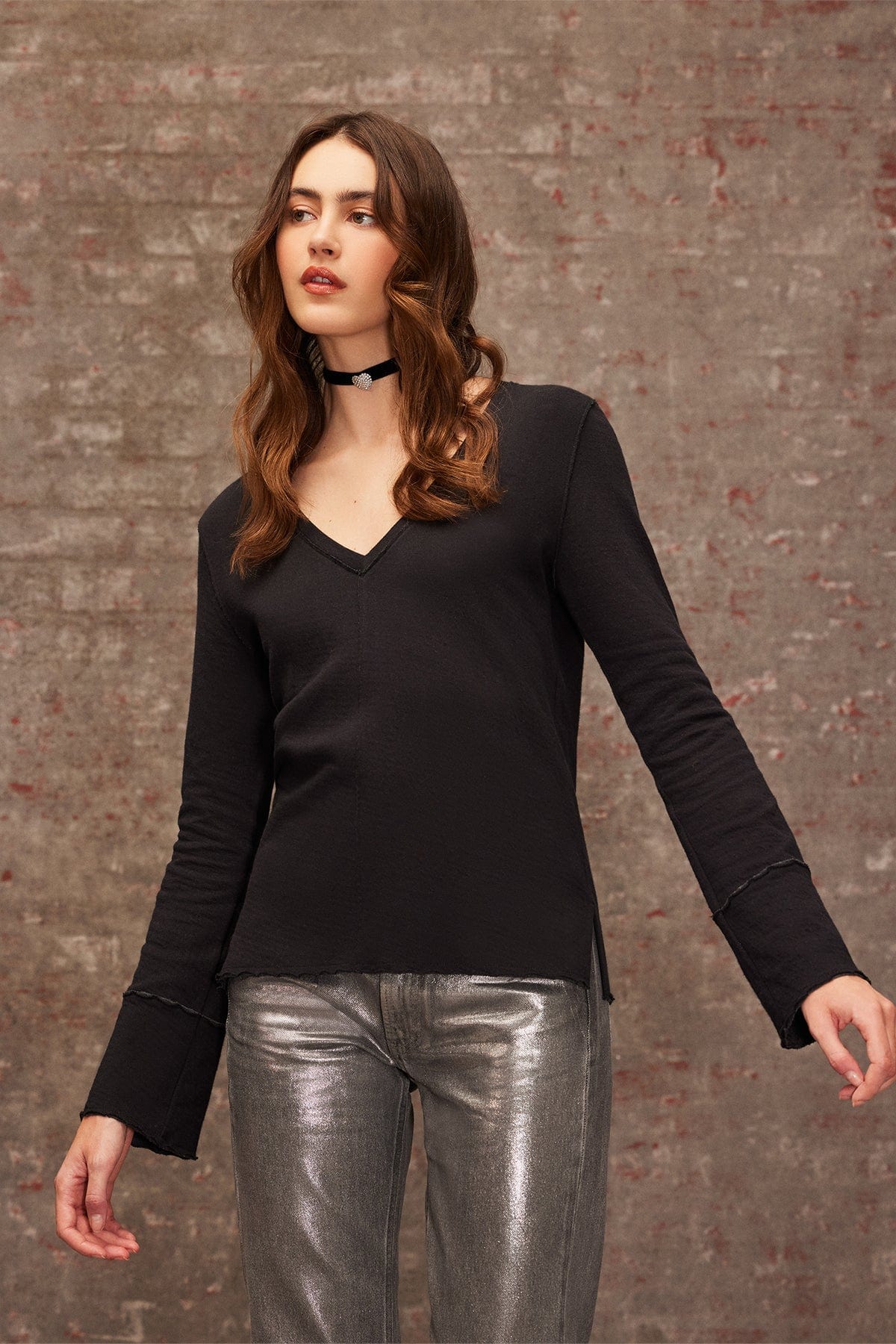 Stella V Neck Pullover - Goldie LeWinter #color_black
