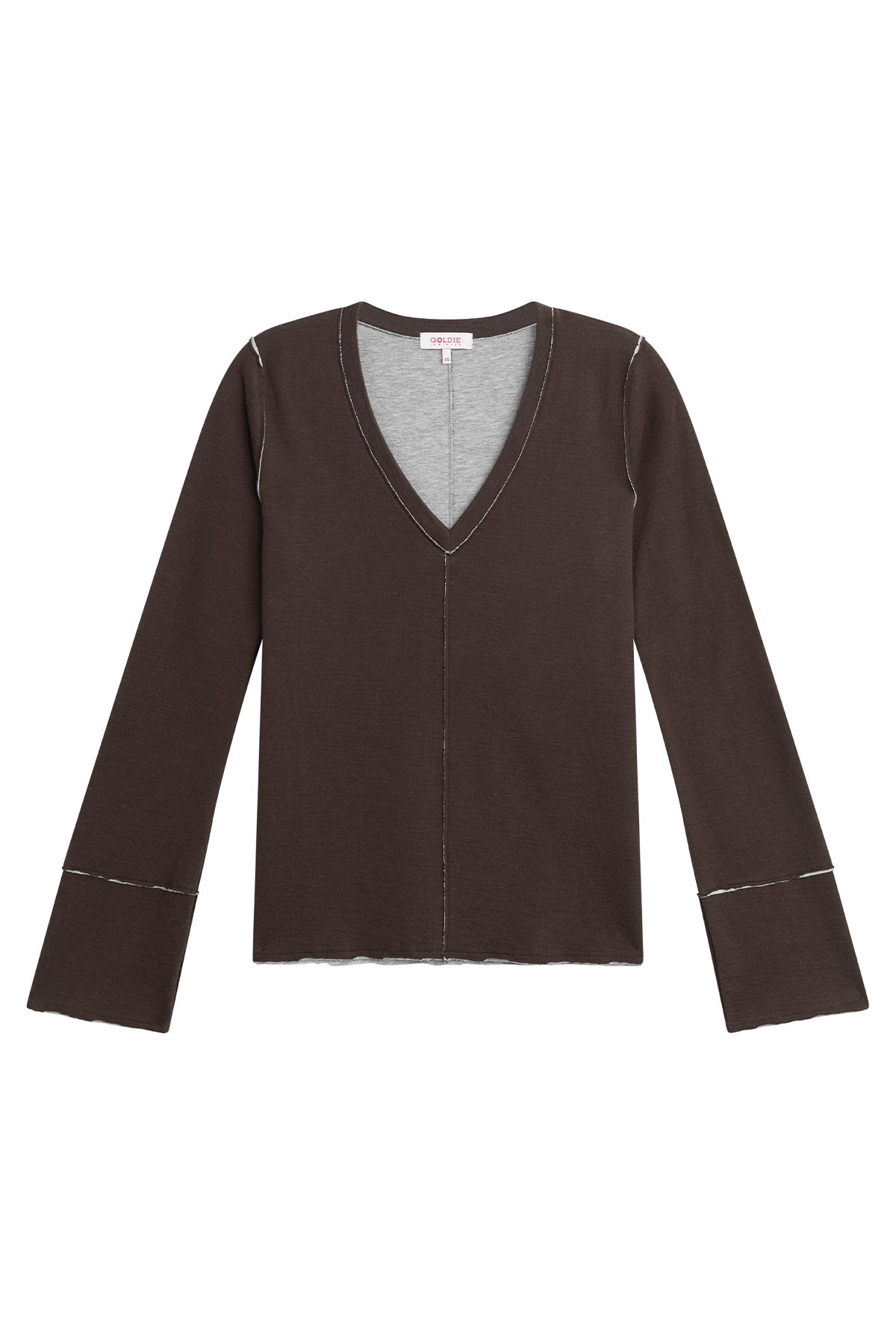 Stella V Neck Pullover - Goldie LeWinter #color_coffee / gray heather