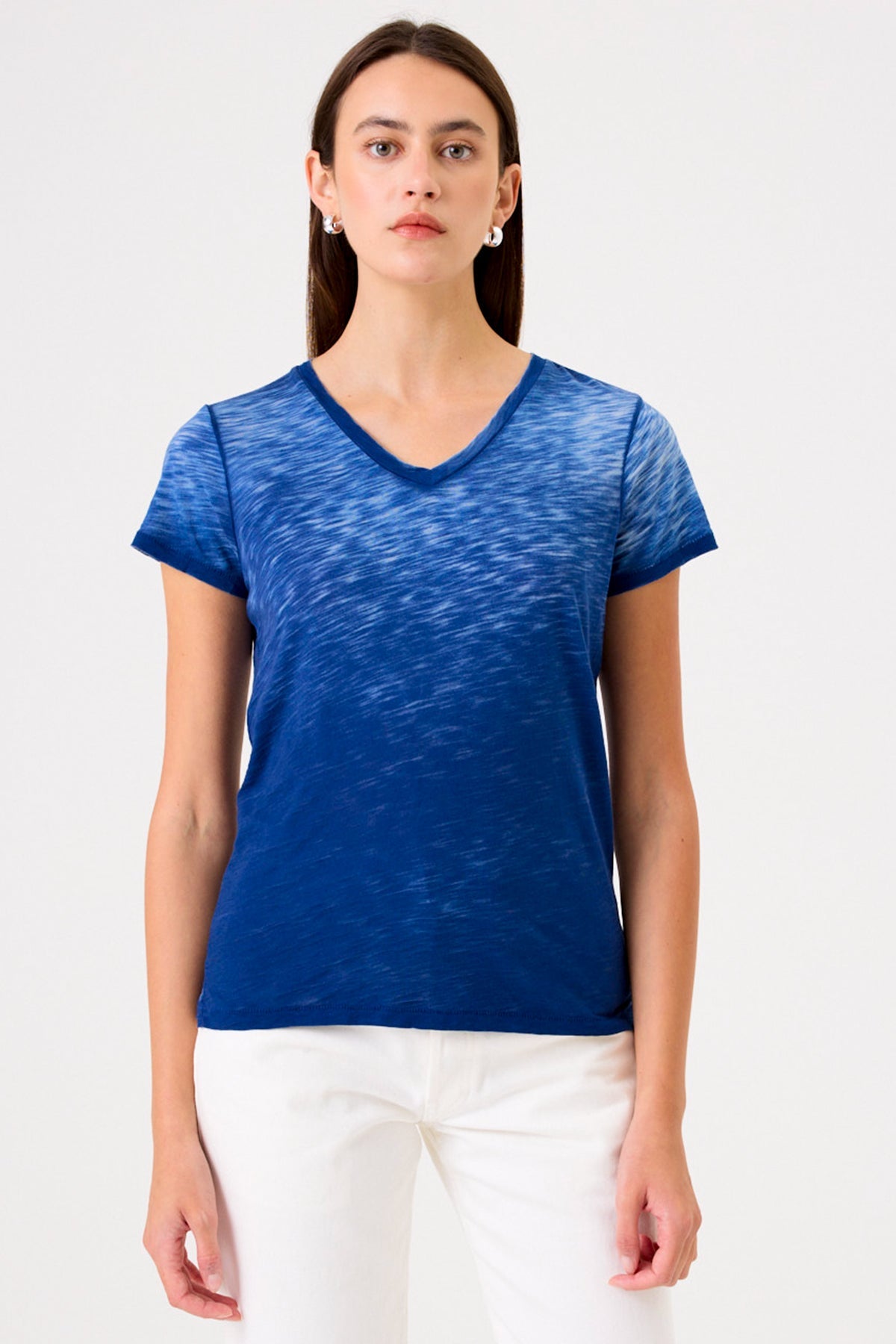 Sunrise V Neck Boy Tee - Goldie LeWinter #color_estate blue - limited edition