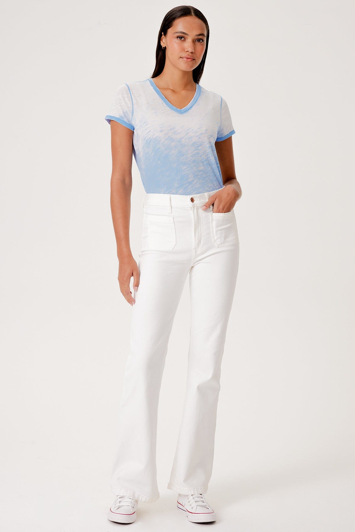 Sunrise V Neck Boy Tee - Goldie LeWinter #color_placid