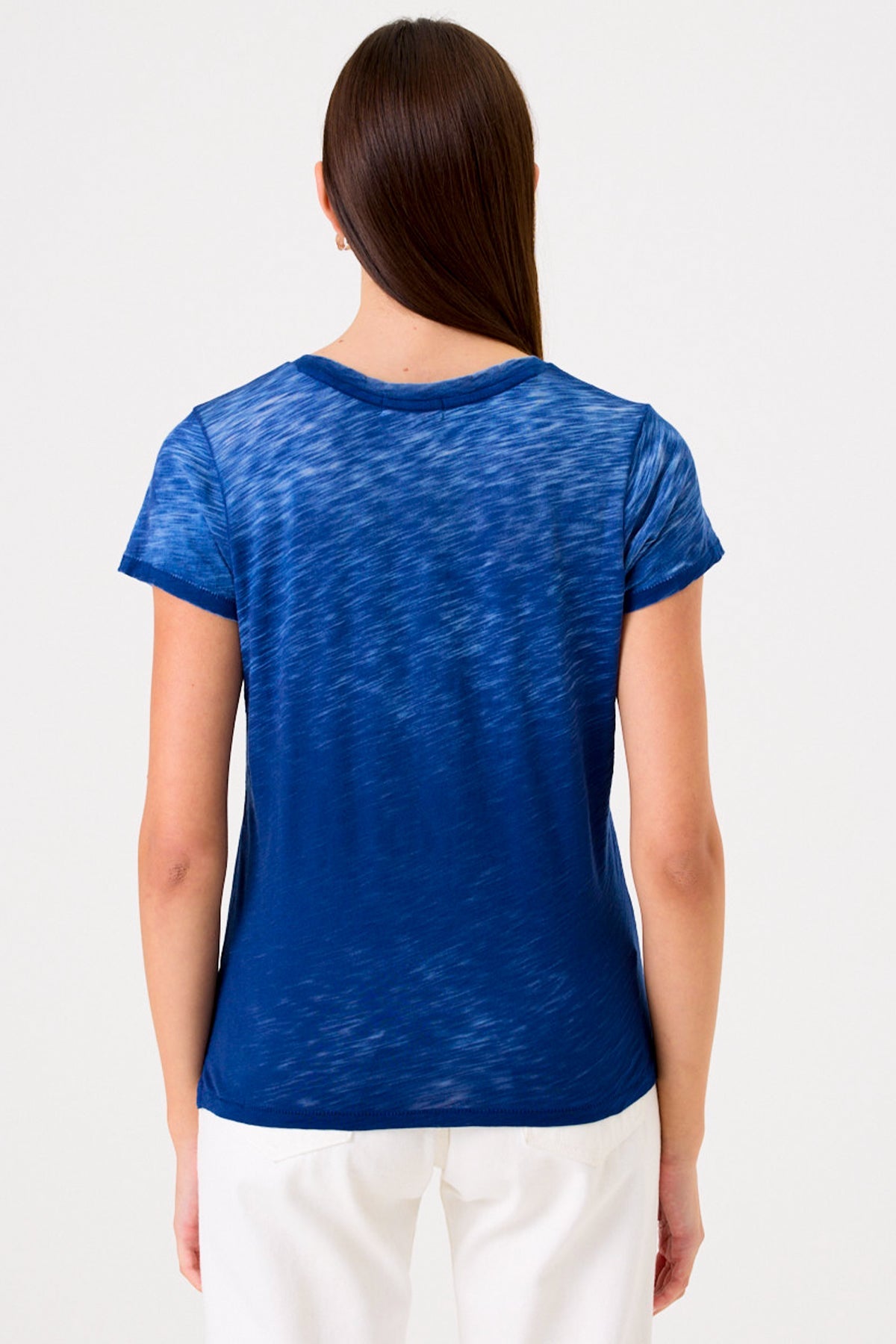 Sunrise V Neck Boy Tee - Goldie LeWinter #color_estate blue - limited edition