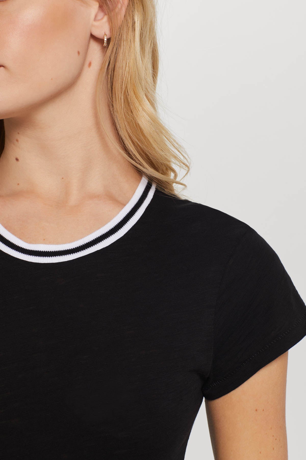 Tipped Ringer Tee - Goldie LeWinter #color_black