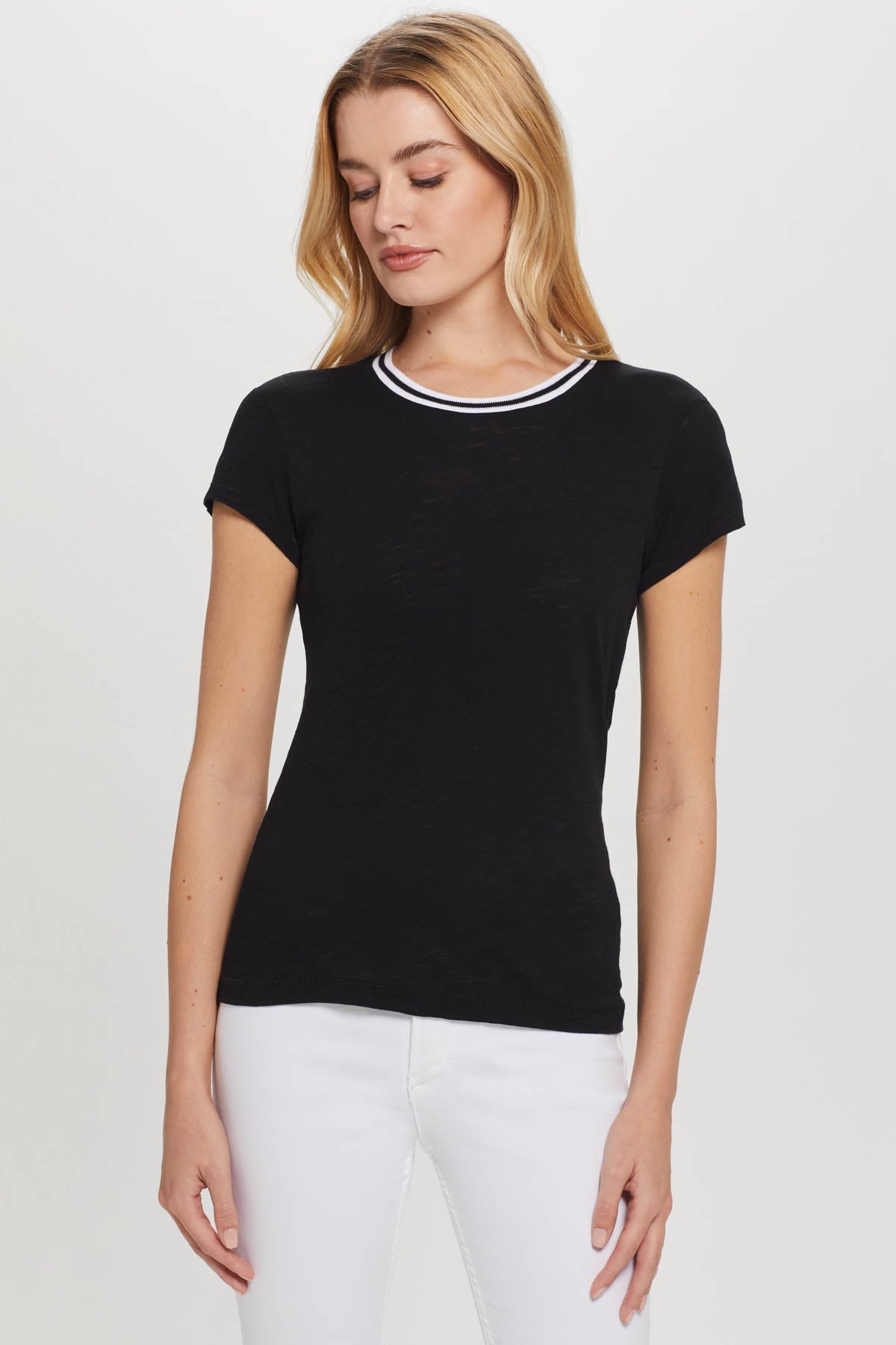 Tipped Ringer Tee - Goldie LeWinter #color_black