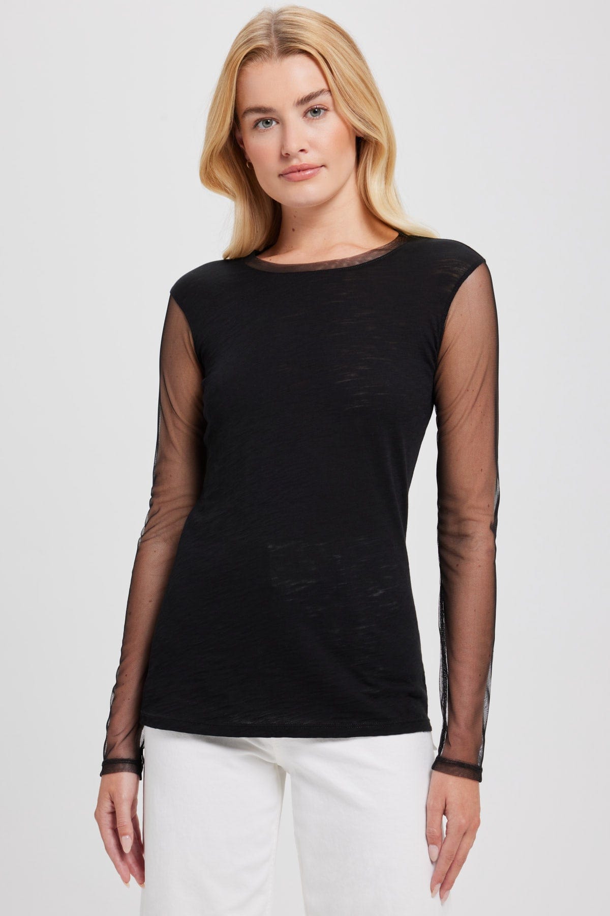 Tulle Long Sleeve Tee - Goldie LeWinter #color_black