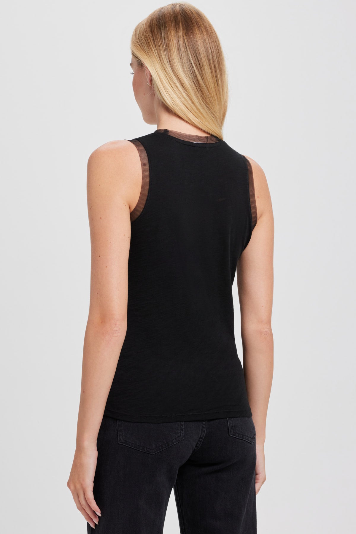 Tulle Trim Tank Top - Goldie LeWinter #color_black