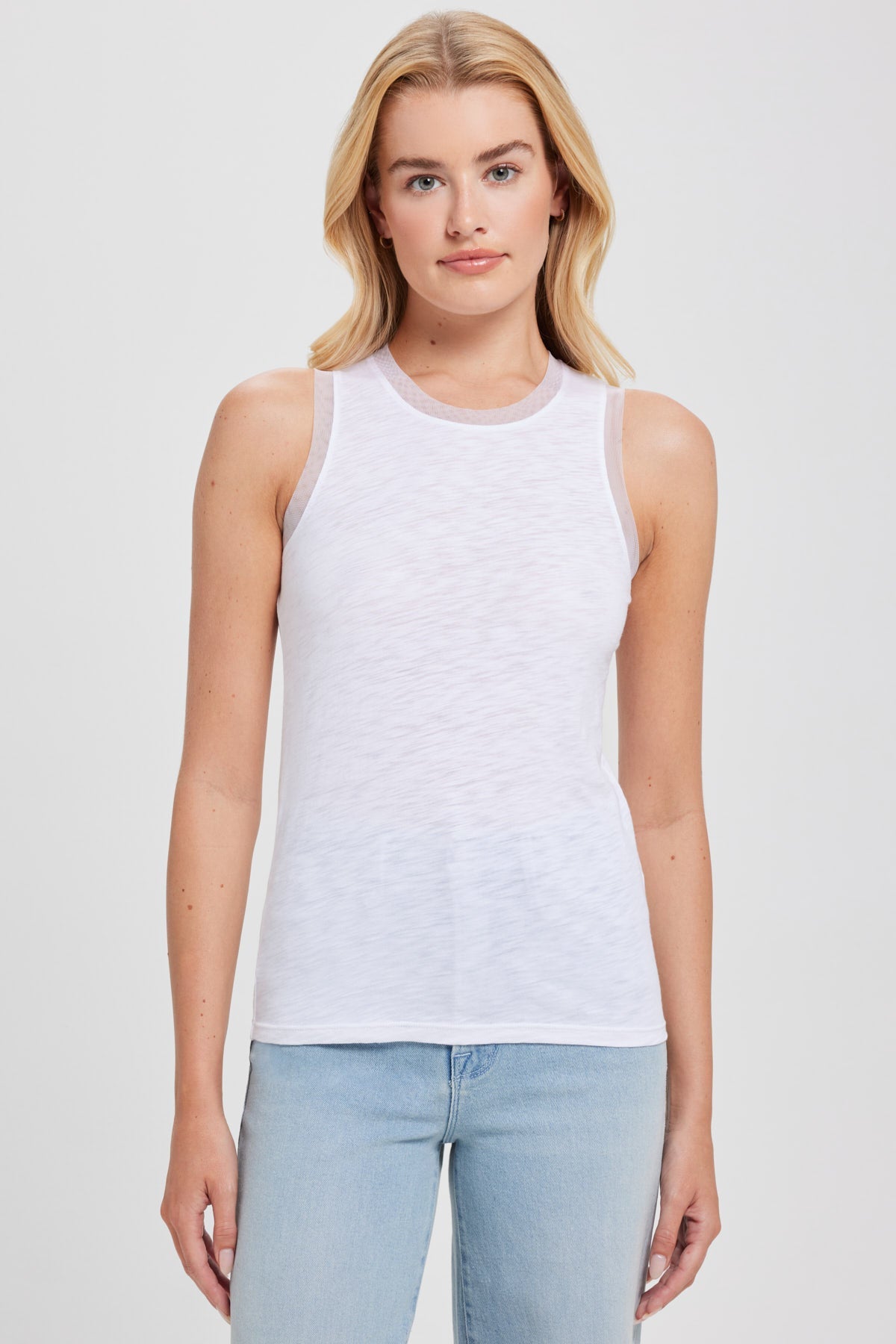 Tulle Trim Tank Top - Goldie LeWinter #color_white