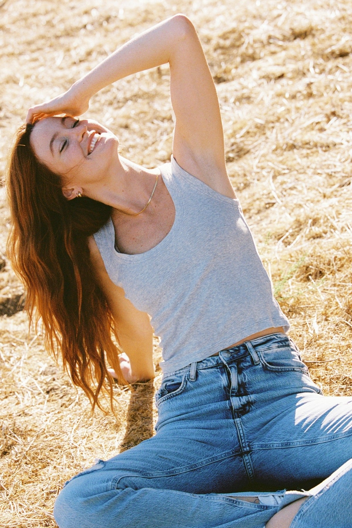 Variegated Rib Crop Tank - Goldie LeWinter #color_blue heather