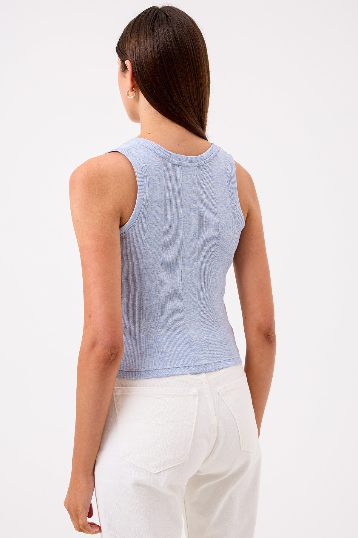 Variegated Rib Crop Tank - Goldie LeWinter #color_blue heather