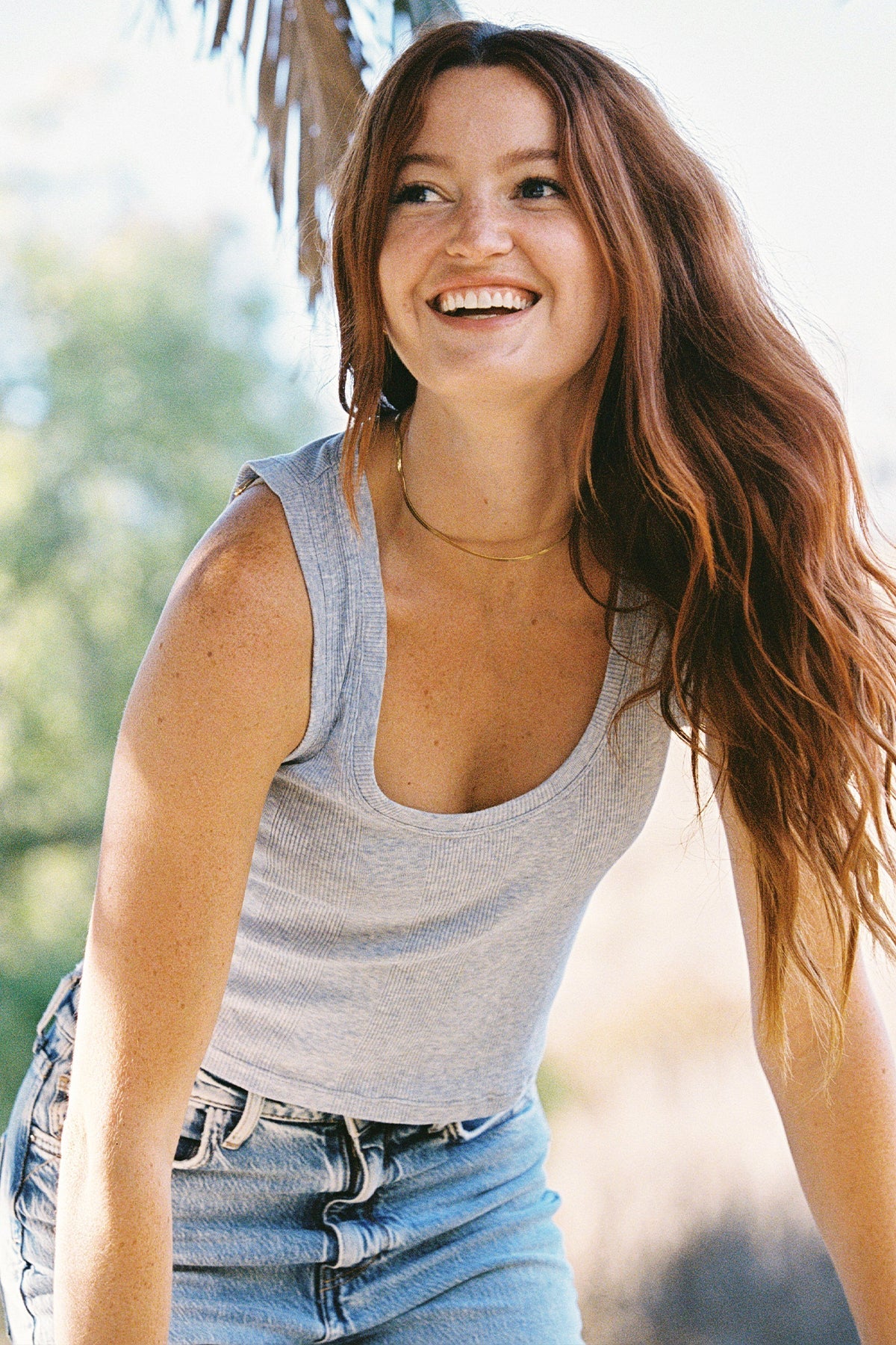 Variegated Rib Crop Tank - Goldie LeWinter #color_blue heather