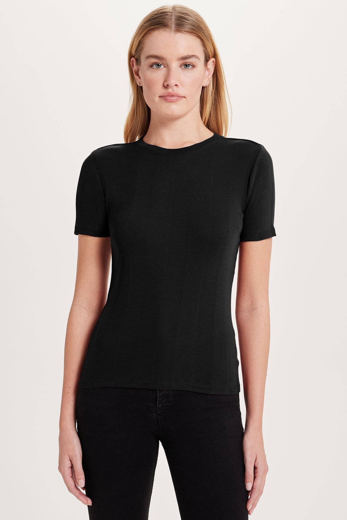 Variegated Rib Tee - Goldie LeWinter #color_black