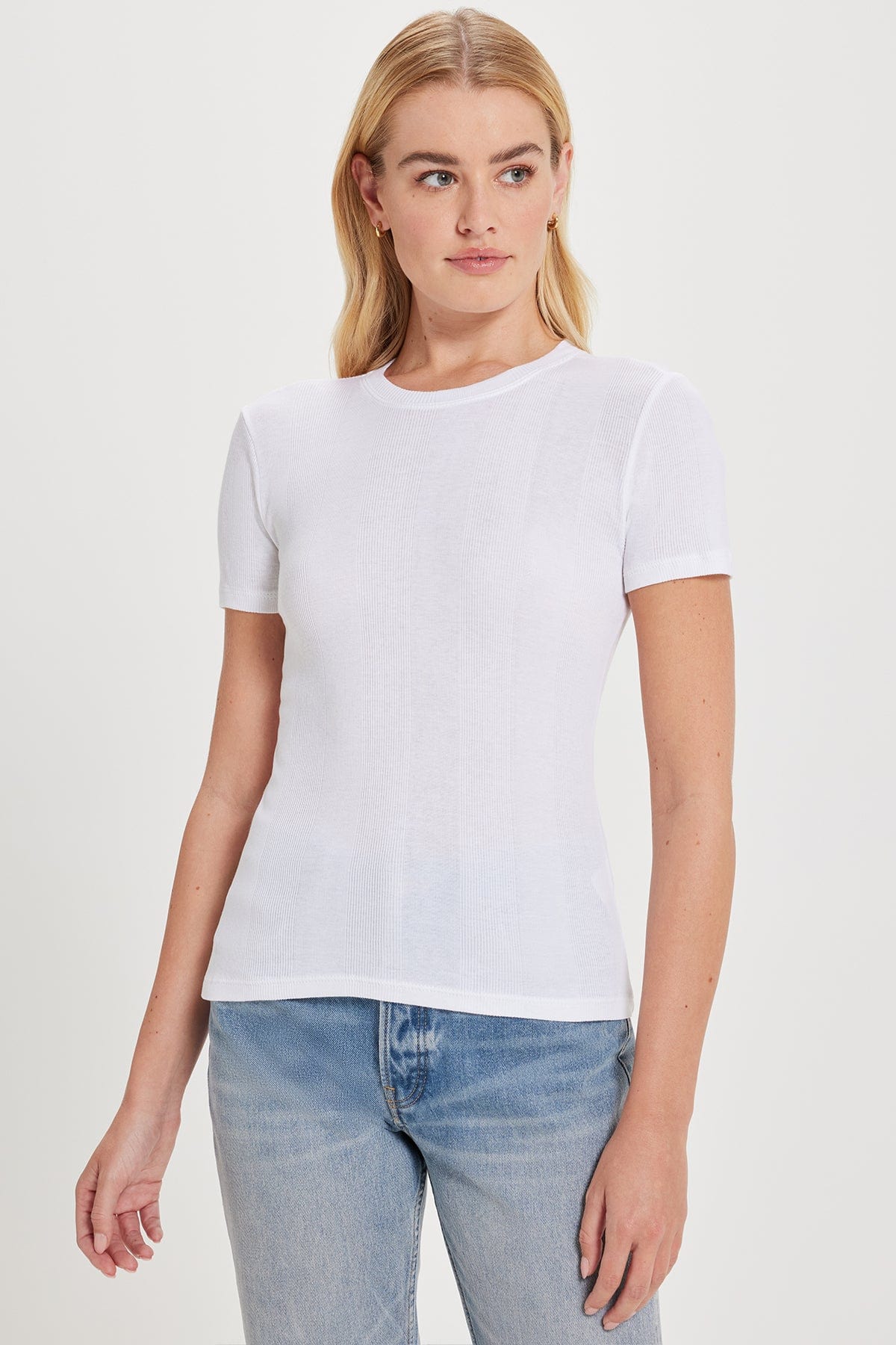 Variegated Rib Tee - Goldie LeWinter #color_white