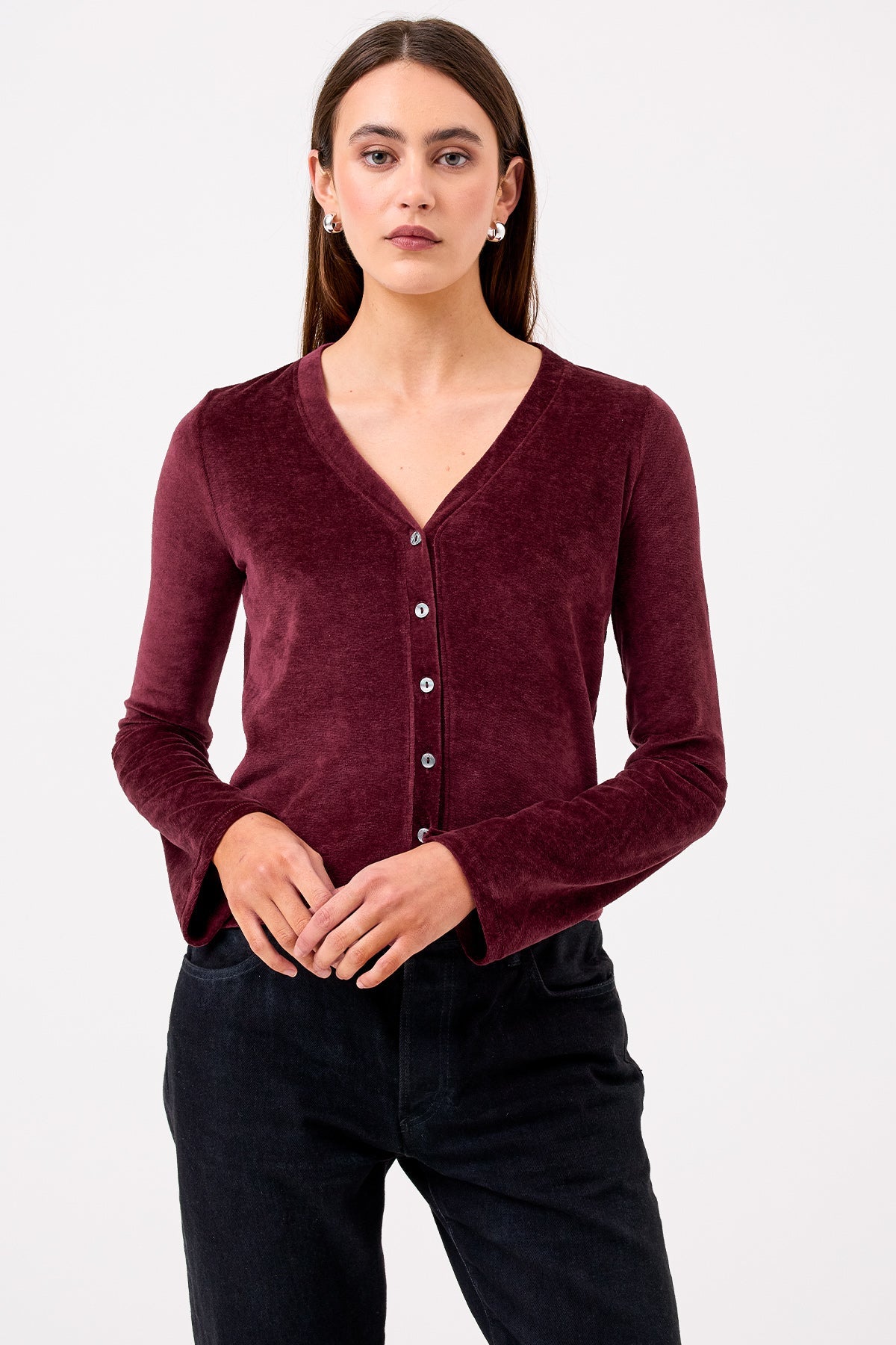 Velour Crush Cardigan - Goldie LeWinter #color_bordeaux - limited edition