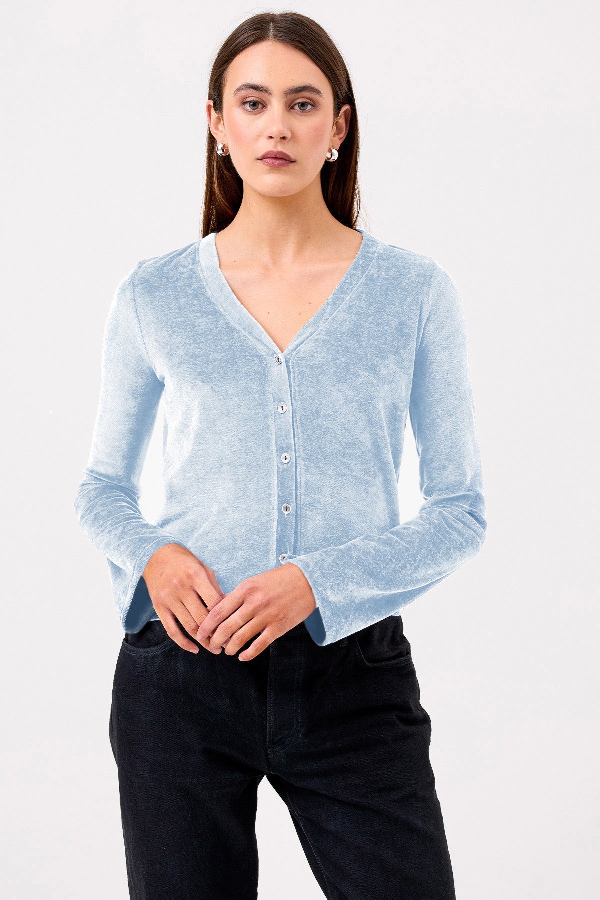Velour Crush Cardigan - Goldie LeWinter #color_placid - online exclusive