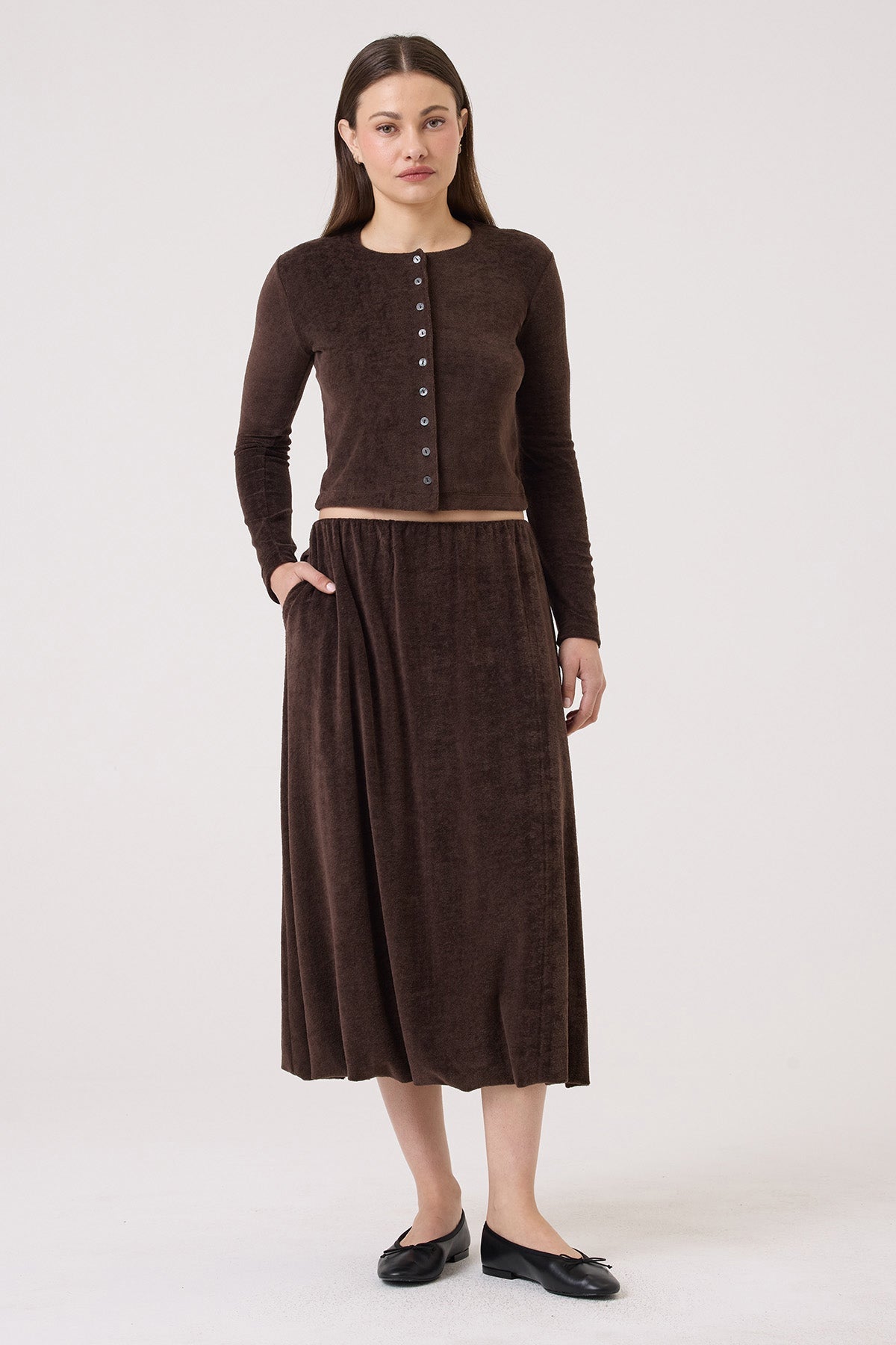 Velour Crush Cardigan - Goldie LeWinter #color_coffee - limited edition