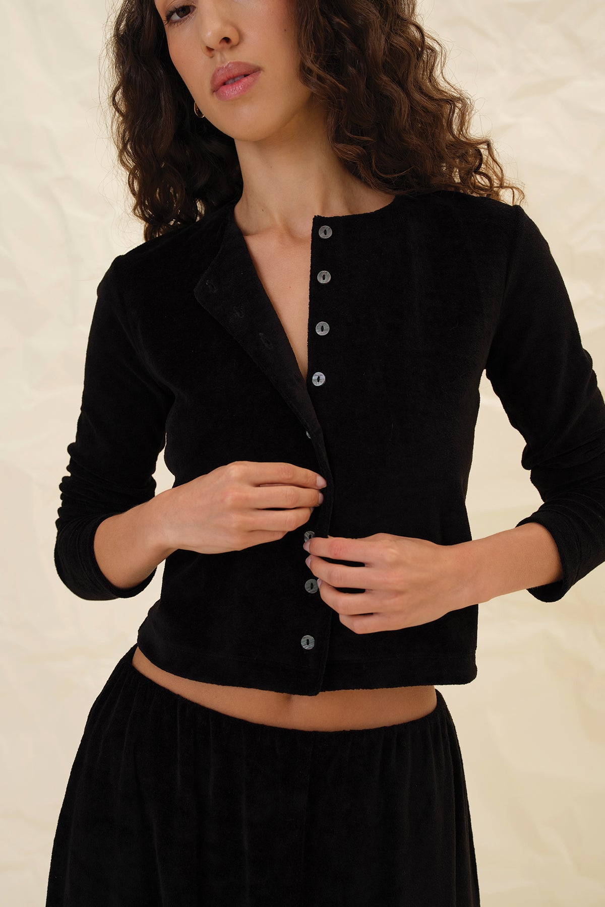 Velour Crush Cardigan - Goldie LeWinter #color_black