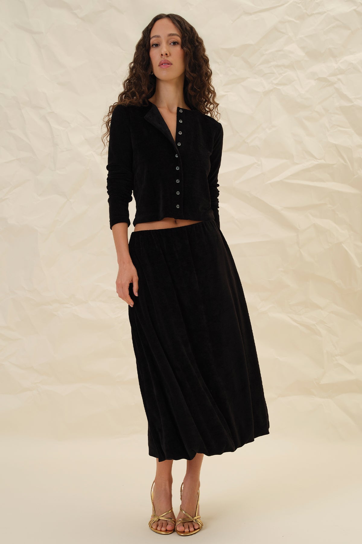 Velour Crush Cardigan - Goldie LeWinter #color_black