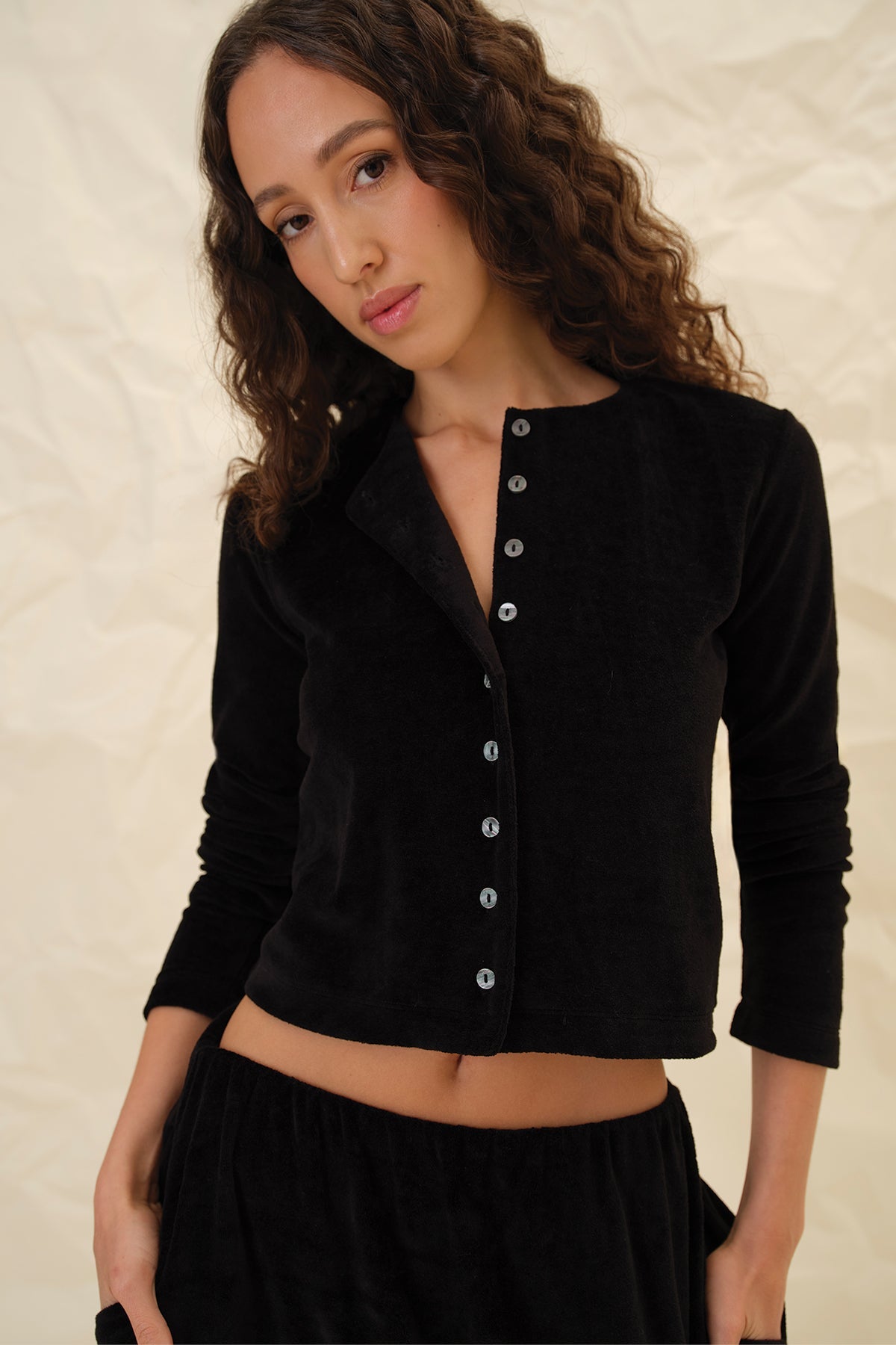 Velour Crush Cardigan - Goldie LeWinter #color_black
